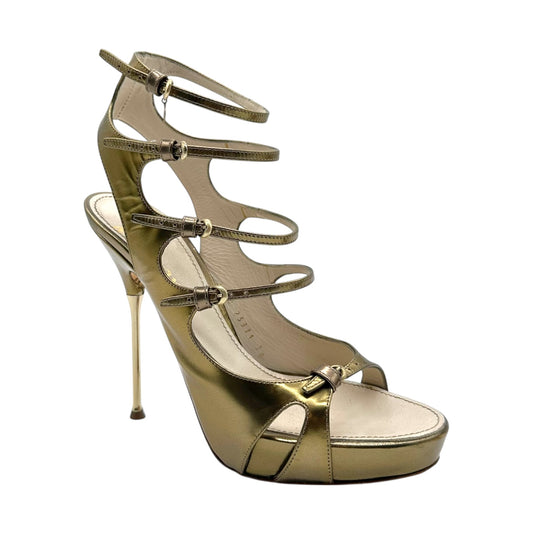 John Galliano Metallic Strappy Platform Heels