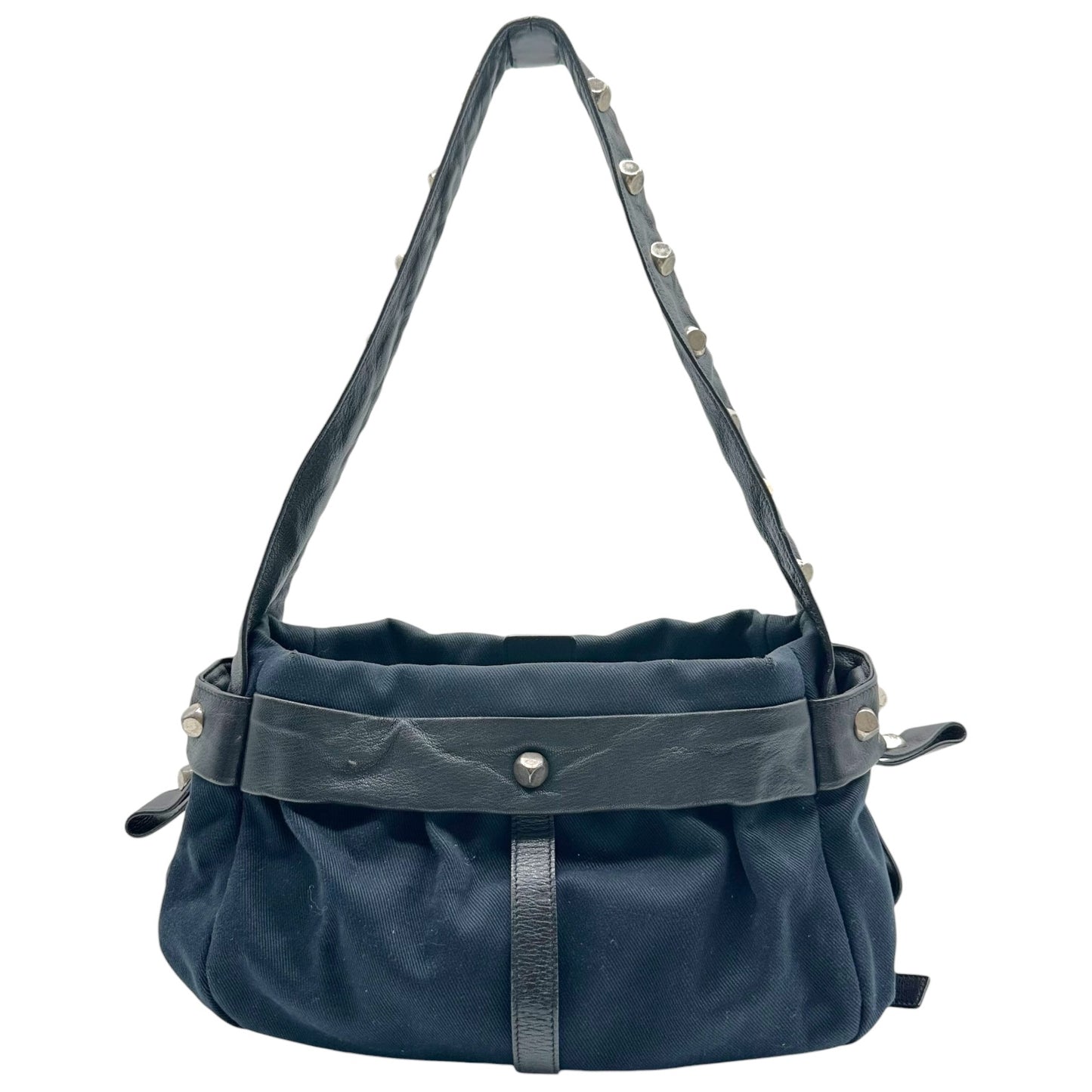 Yves Saint Laurent Rive Gauche by Tom Ford Black Studded Slouchy Shoulder Bag