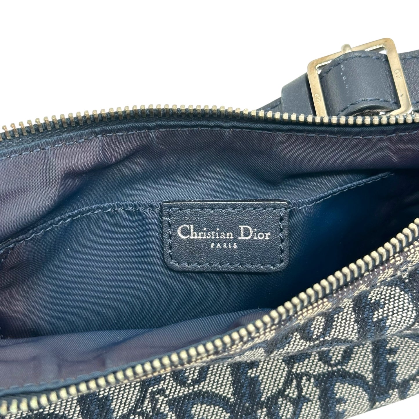 Christian Dior Navy Blue Trotter Monogram Logo Hardware Pochette Bag
