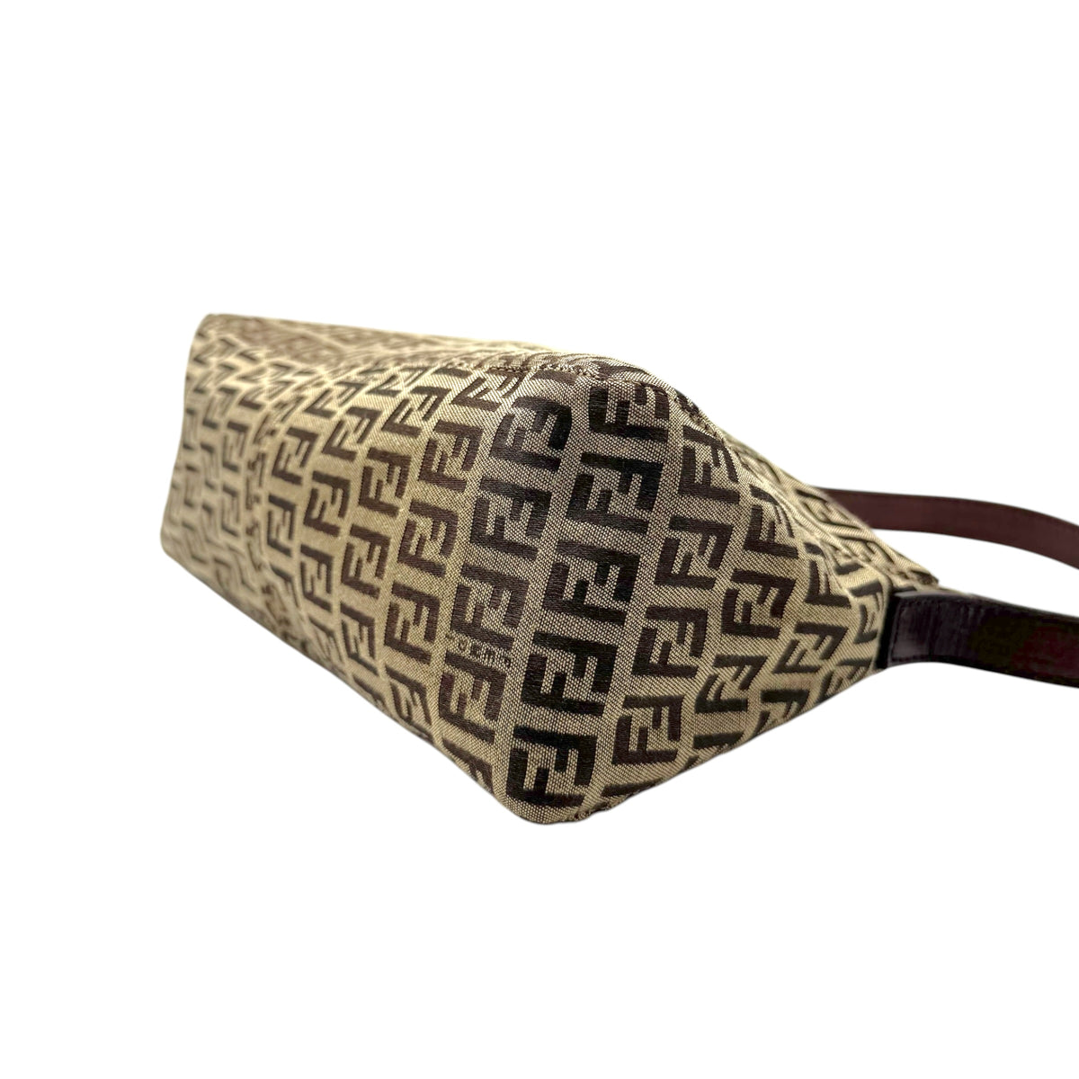 Fendi Shoulder Bag Light Brown Zucchino Monogram Fabric