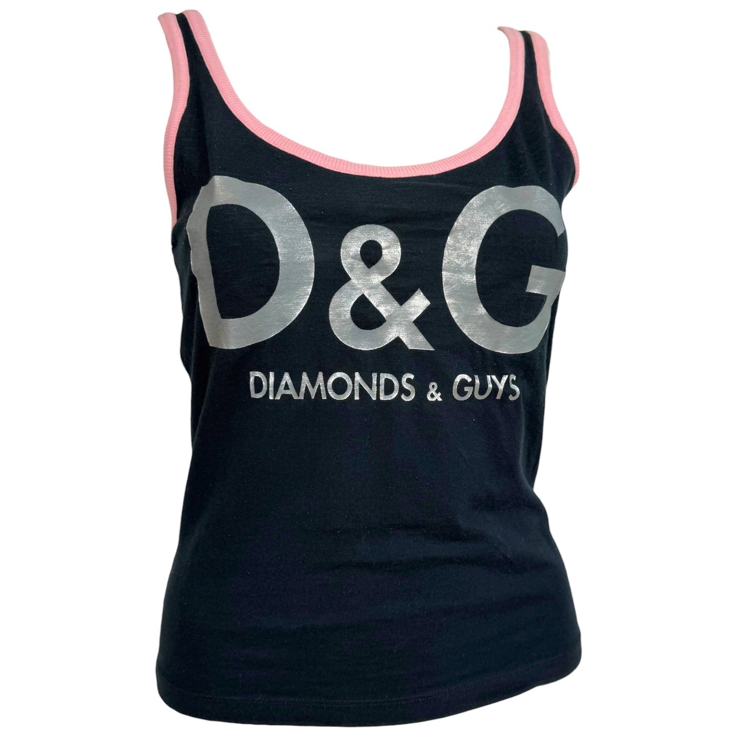 Dolce & Gabbana Black Pink Logo Tank Top