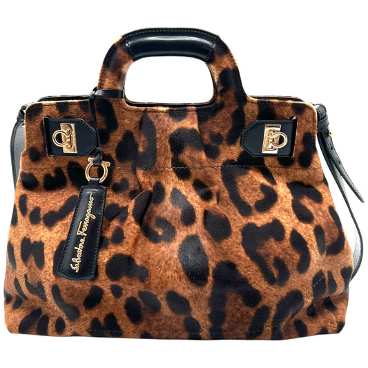 Salvatore Ferragamo Leopard Print Ponyhair 2-Way Bag