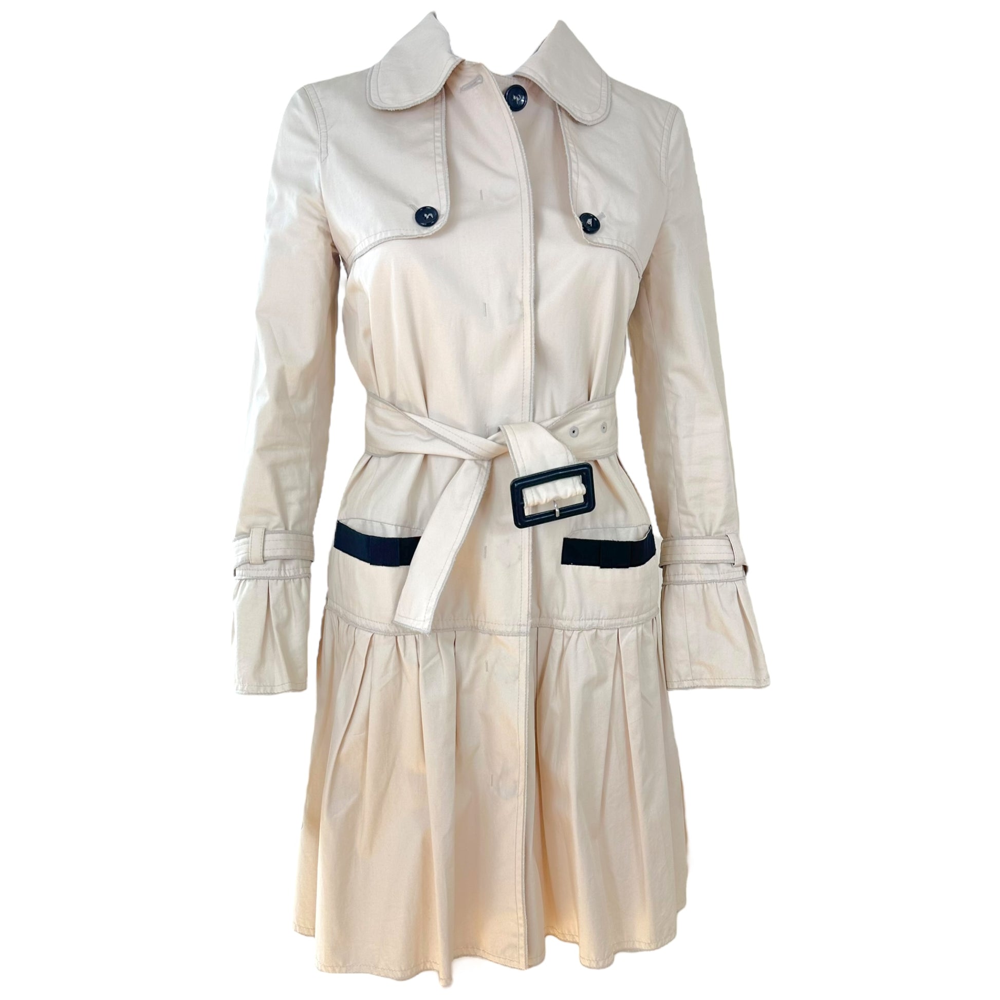 D&G Dolce & Gabbana Ivory Ruffle Trench Coat
