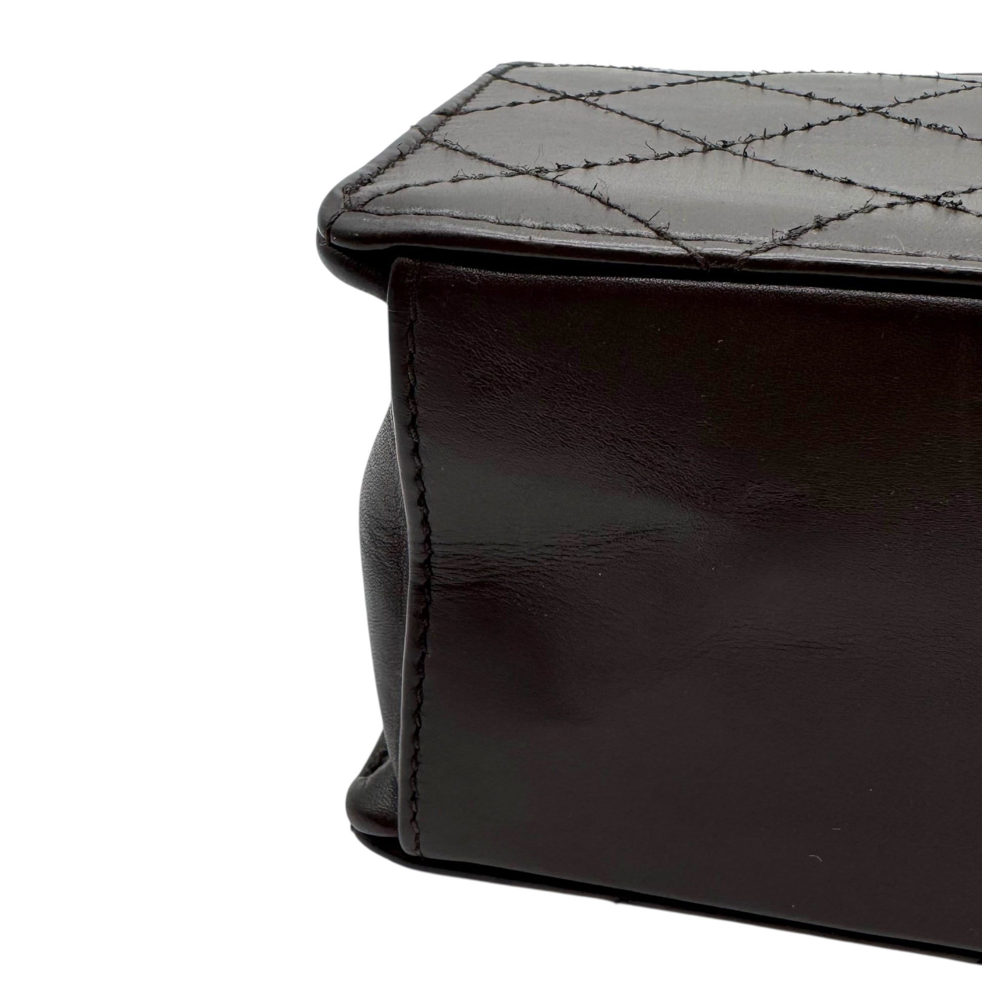 Chanel Chocolate Brown Leather Quilted Top Handle Mini Tote - Outfit Repeater