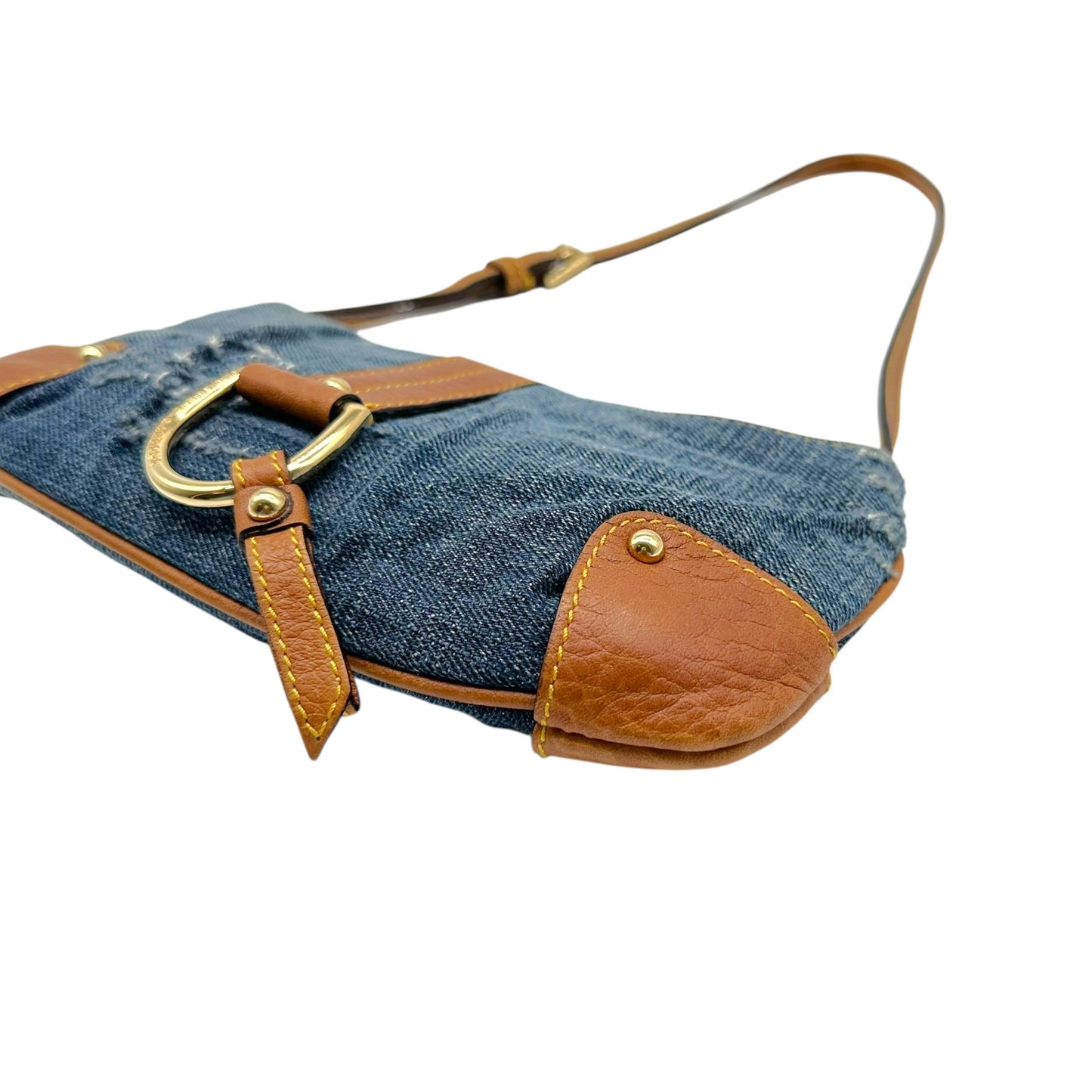 Dolce & Gabbana Distressed Denim & Brown Leather Mini Shoulder Bag