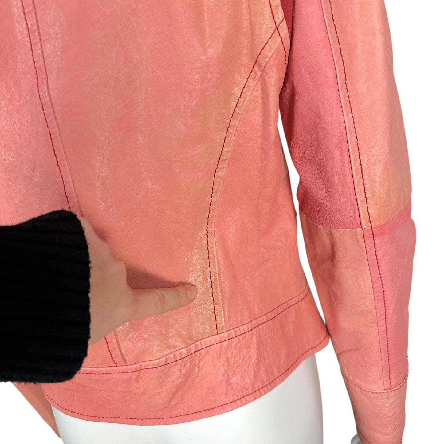 Galliano Pink Leather Military Inspired Jacket