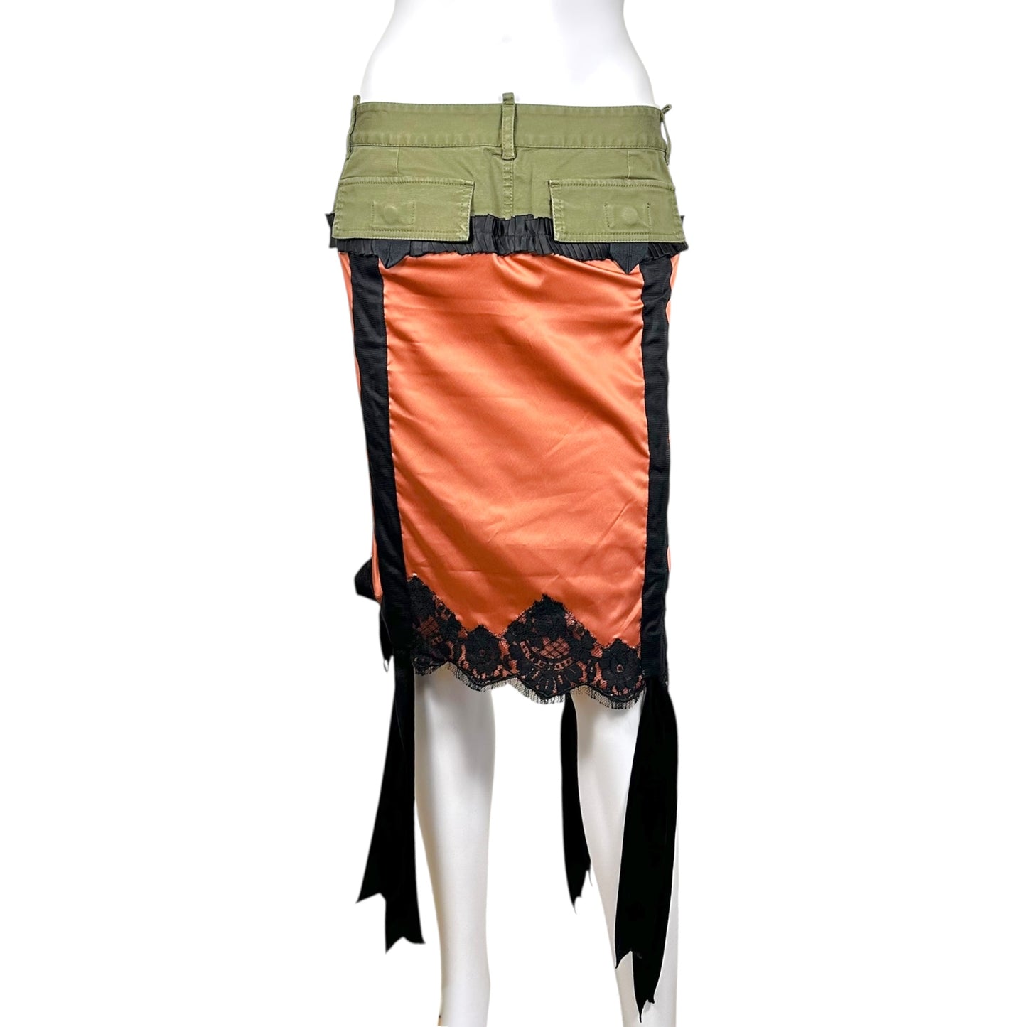 Dsquared2 F/W 2023 Runway Sample Green & Pink Garter Skirt