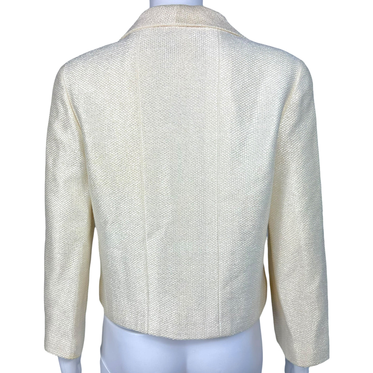 Chanel Crop Ivory Woven Swing Jacket 3/4 Sleeve