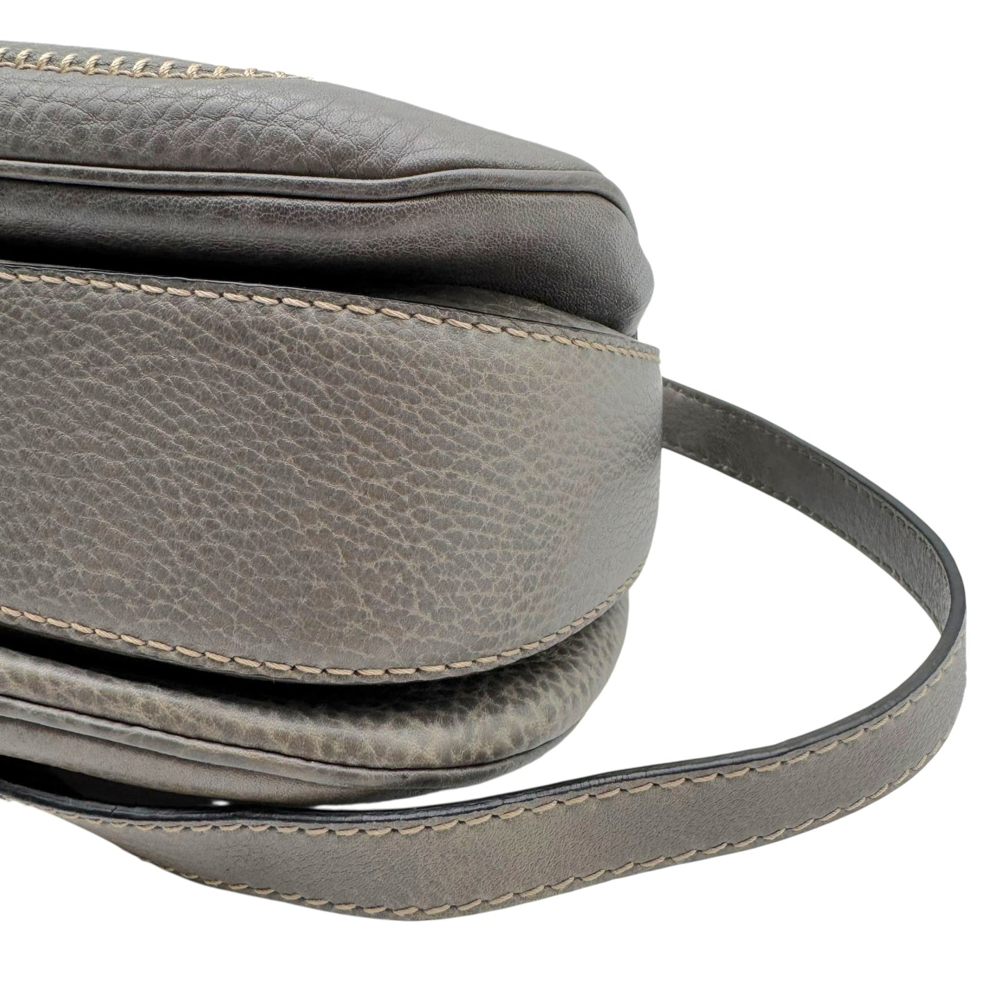 Gucci Gray Leather Bamboo Top Handle 2-Way Bag