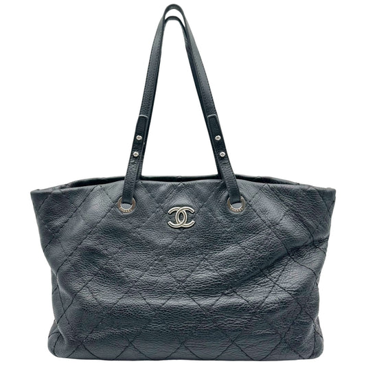 Chanel Black & Silver Matelasse On the Road Tote Bag 2003-04