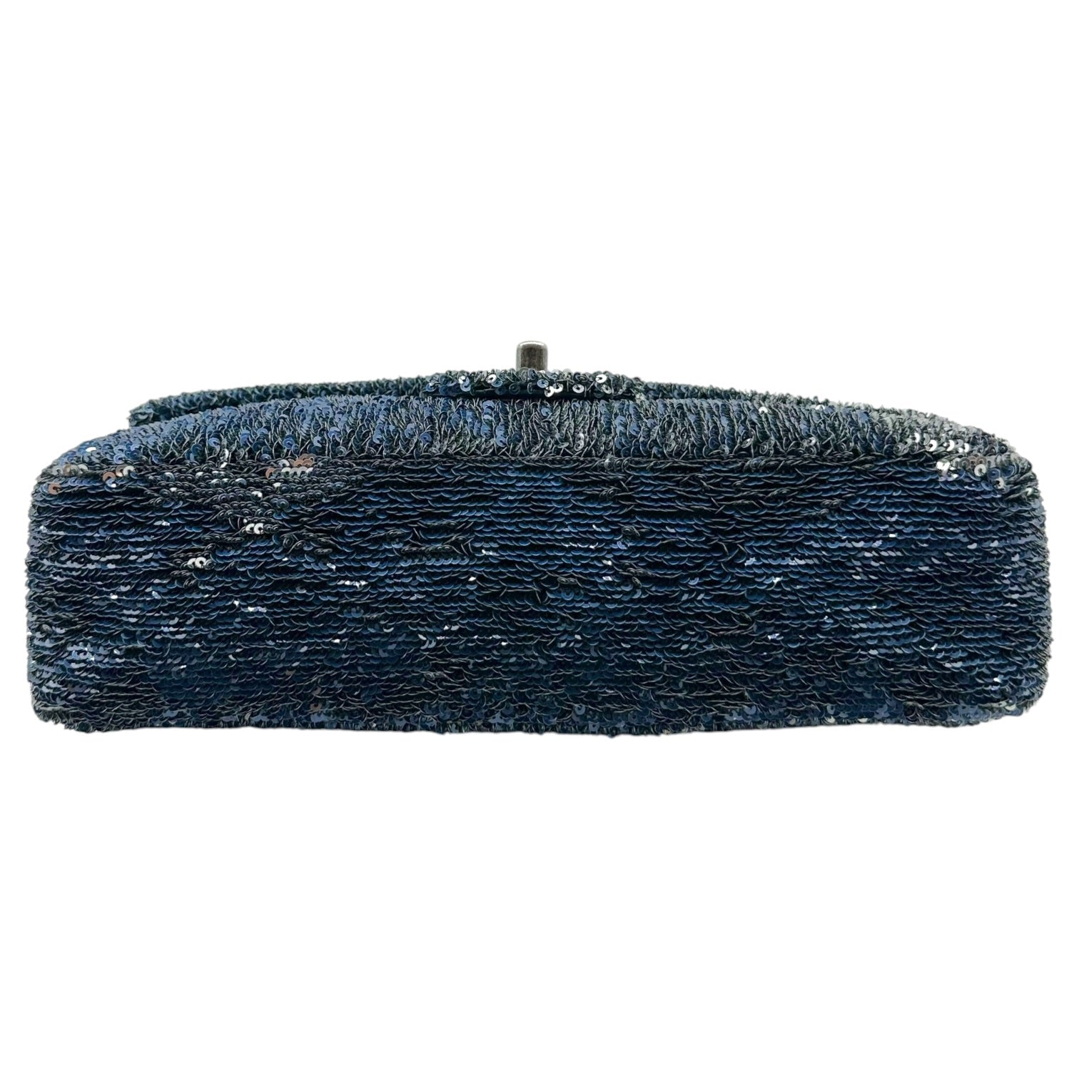 Chanel Medium Flap Bag Silver Blue Sequin Design