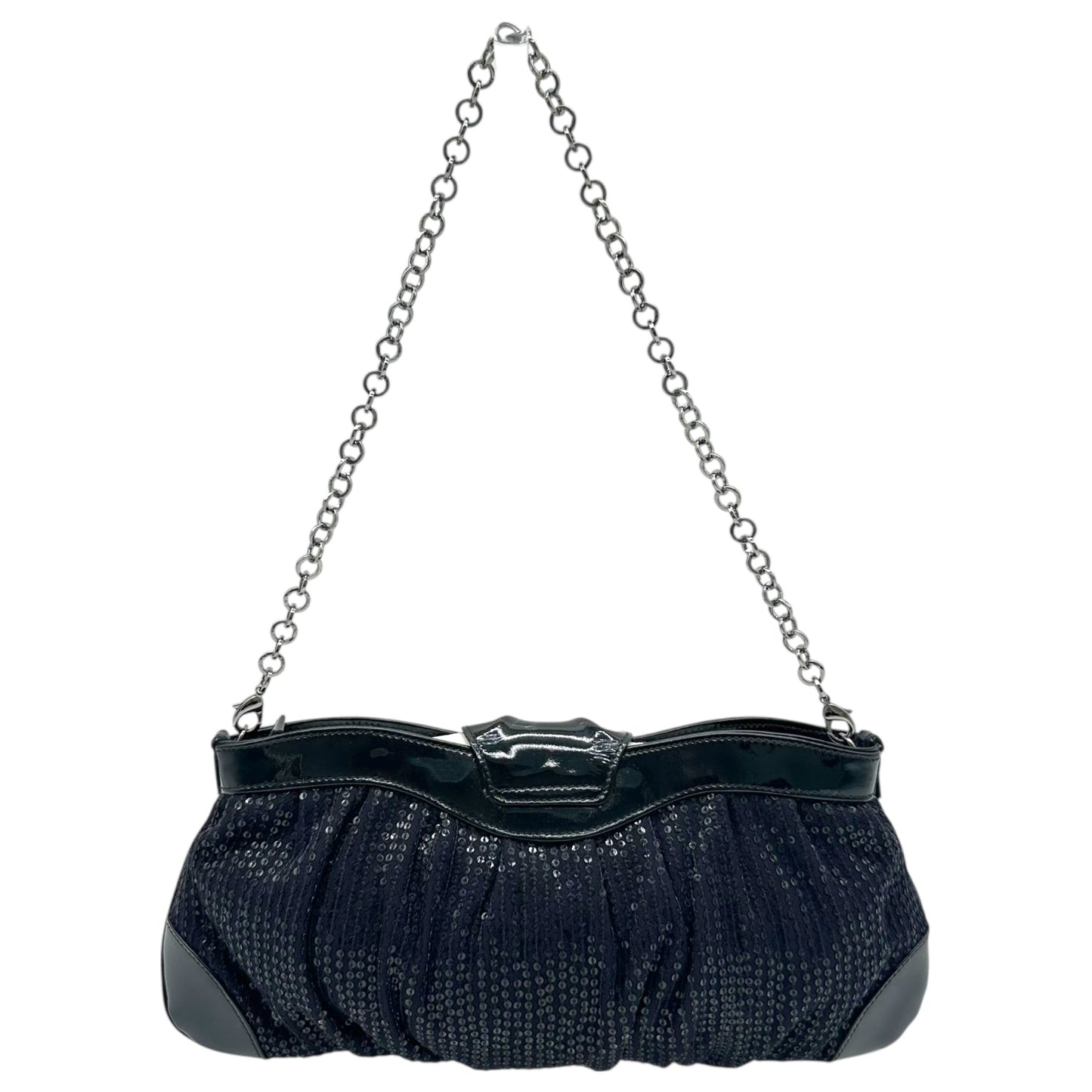 Salvatore Ferragamo Black Sequin & Crystal Gancini 2-Way Evening Bag