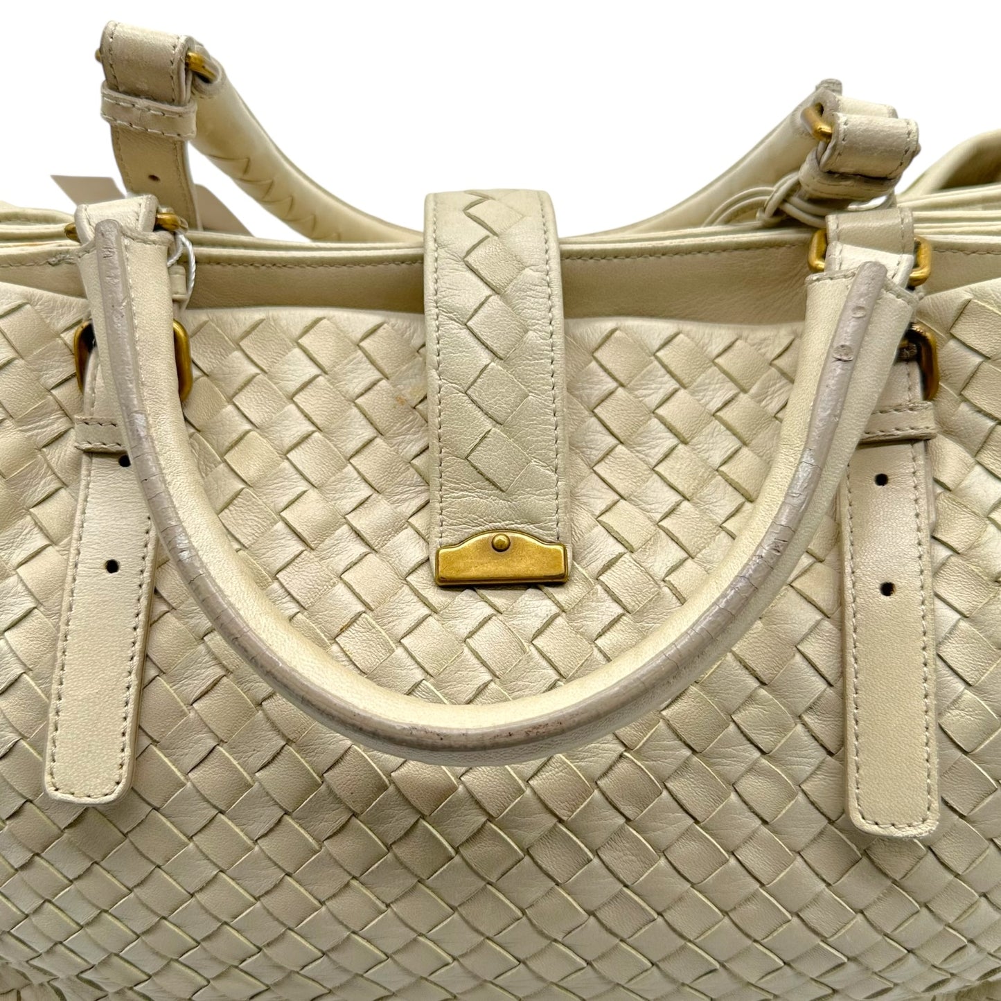 Bottega Veneta Ivory Intrecciato Leather Large Roma Tote Bag - Outfit Repeater