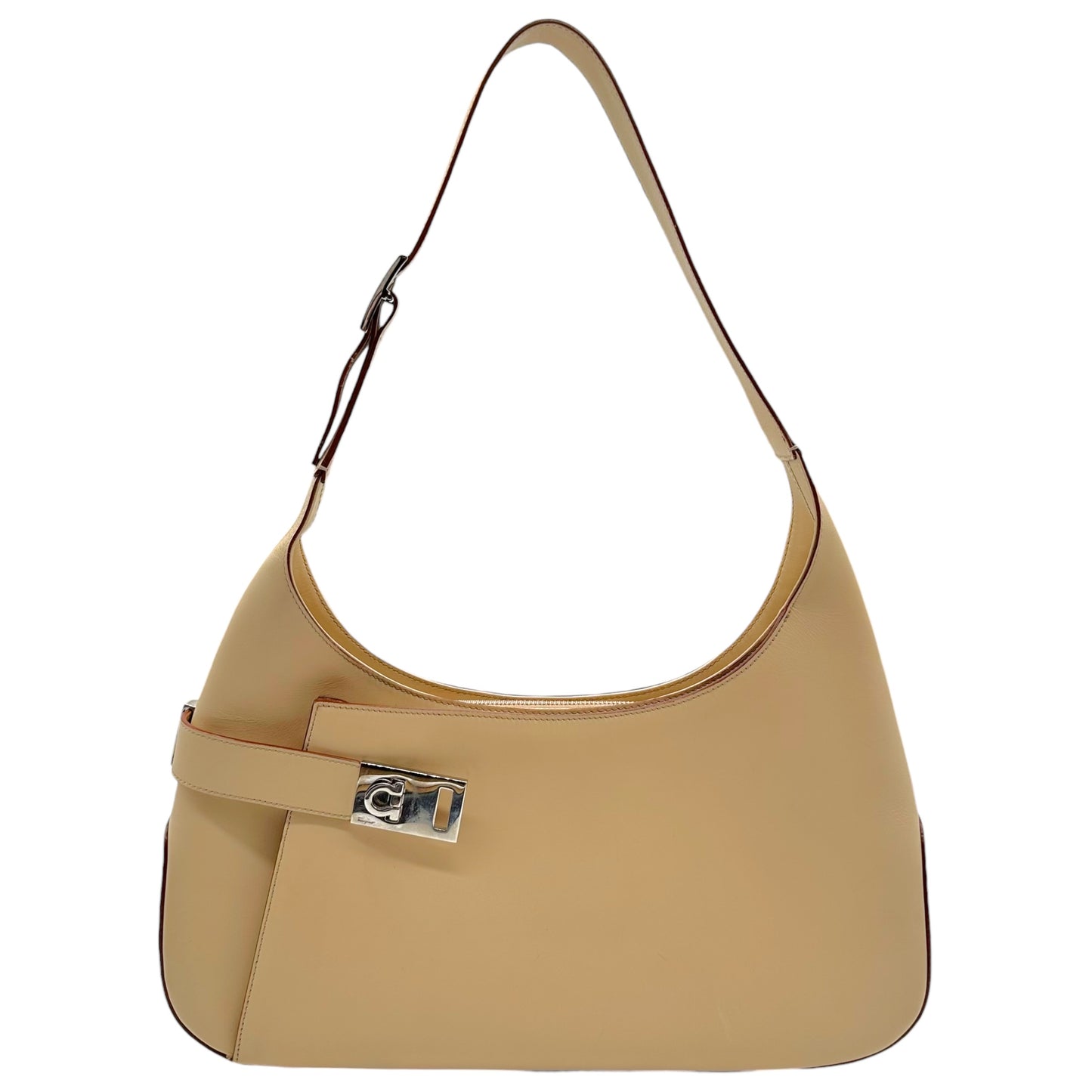 Salvatore Ferragamo Ivory Leather Gancini Shoulder Bag