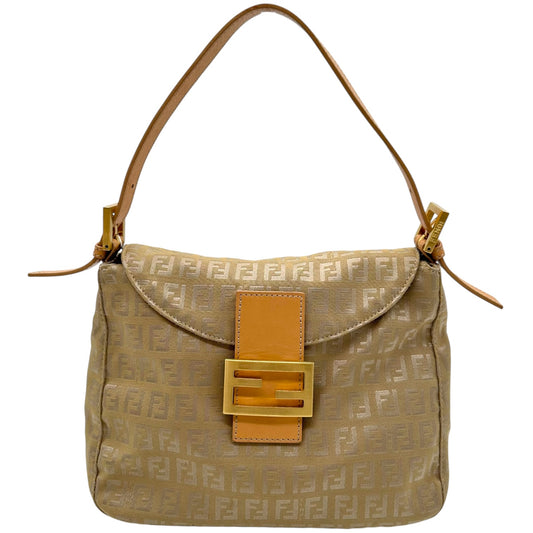 Fendi Gold Zucchino Monogram Fold-Over Baguette Bag