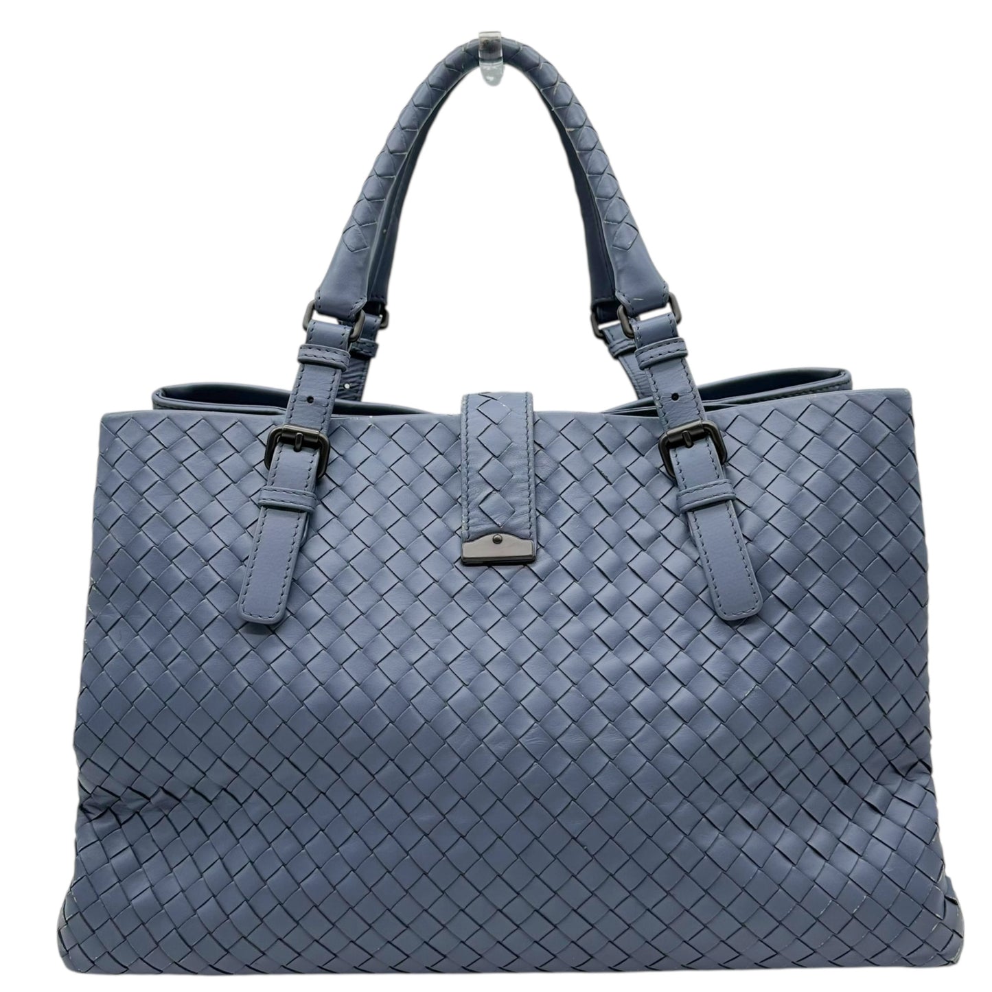 Bottega Veneta Dusty Blue Intrecciato Leather Roma Tote Bag