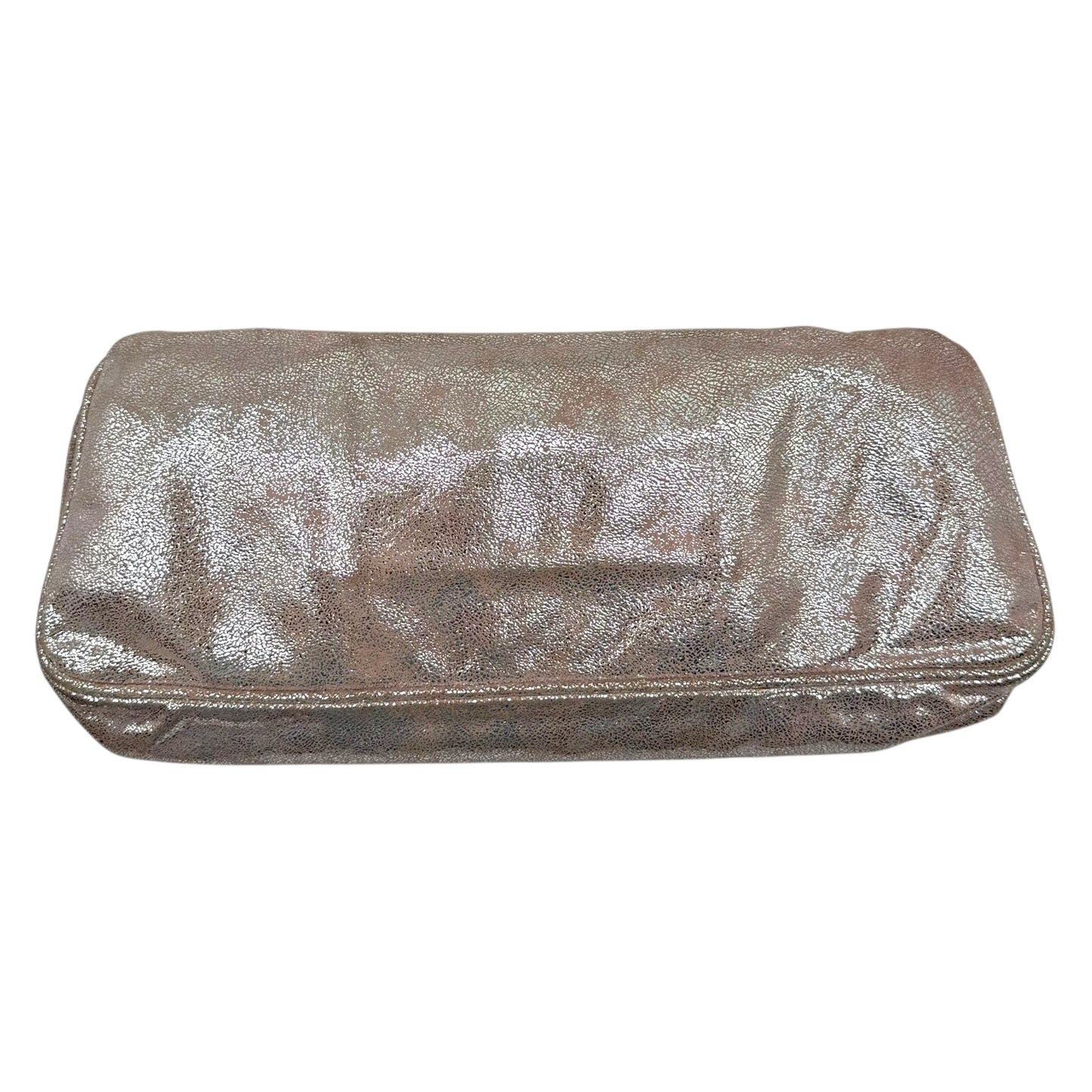 Fendi Metallic Pink & Silver Suede 2-Way Clutch Bag