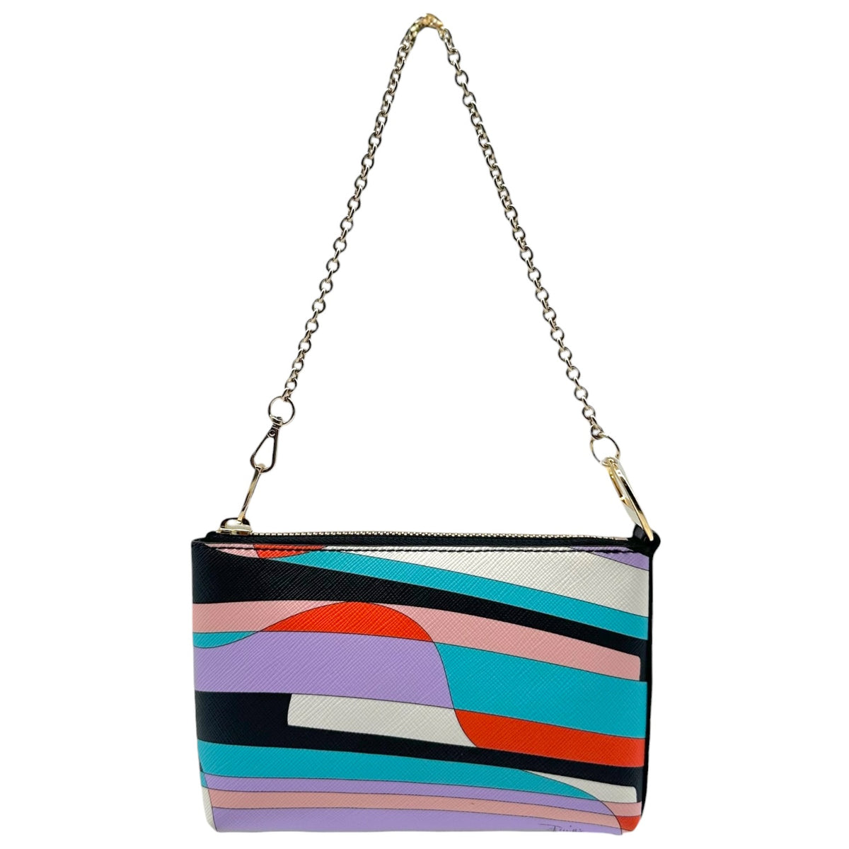 Emilio Pucci Printed PVC Pochette Bag Pink Purple