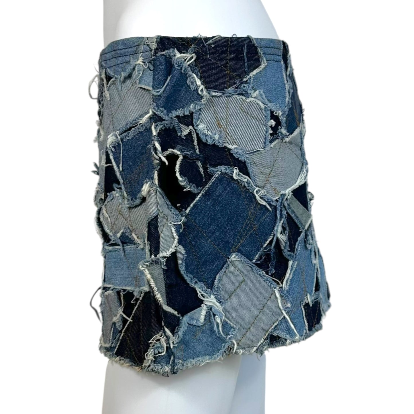 D&G Dolce & Gabbana Denim Patchwork Mini Skirt