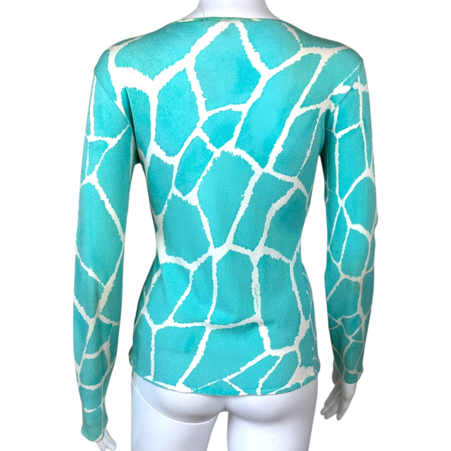 Roberto Cavalli Blue Giraffe Print Cardigan