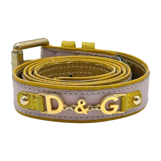 D&G Dolce & Gabbana Purple & Yellow Logo Skinny Belt