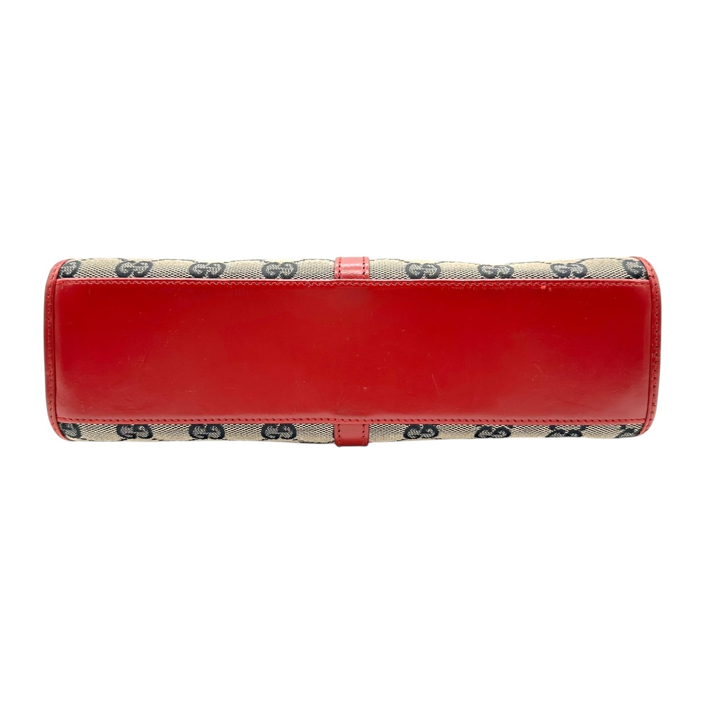 Gucci Gray Monogram & Red Leather Mini Jackie Bag