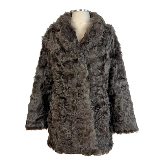 Moonbat Fur Brown Curly Lamb Fur Belted Coat
