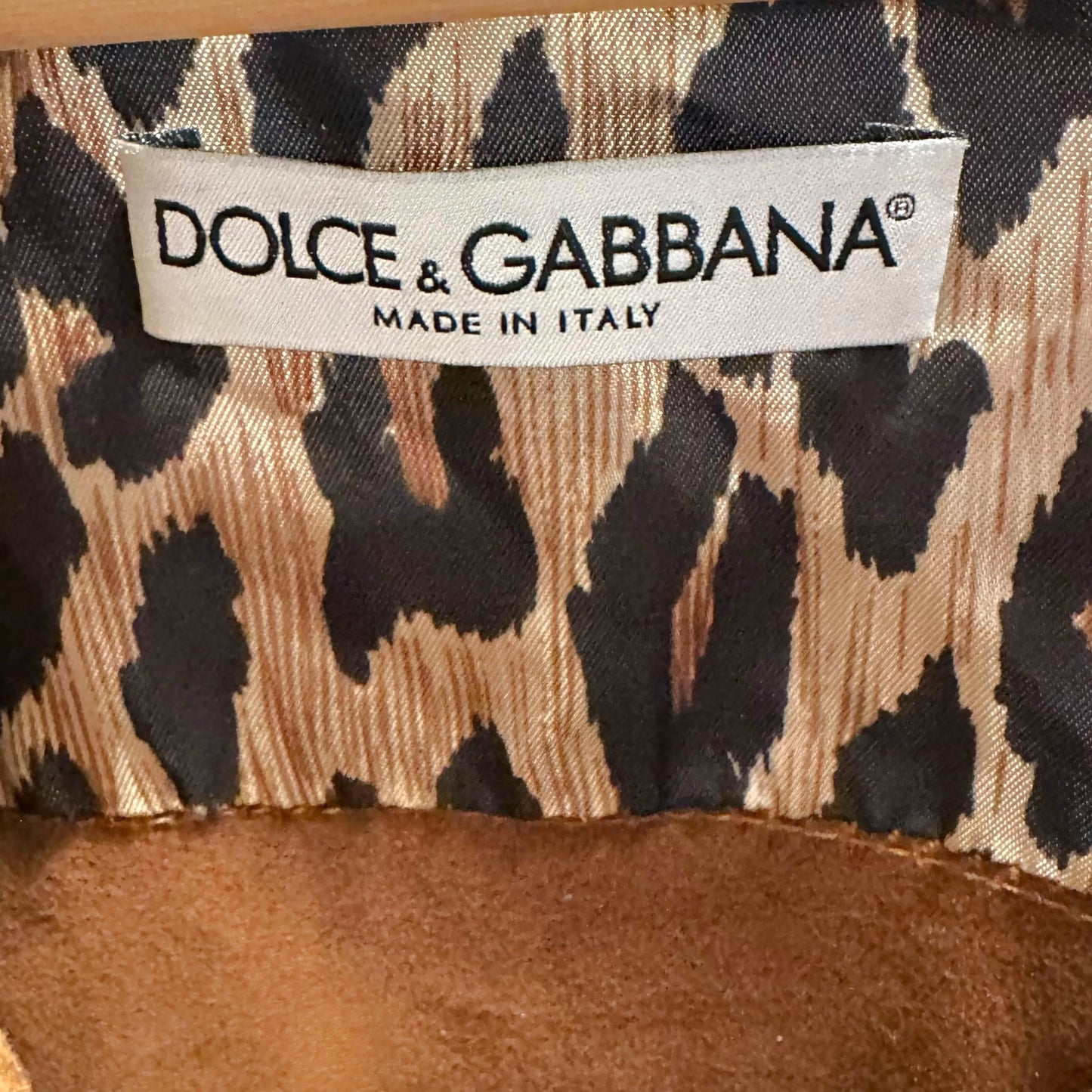 Dolce & Gabbana Brown Suede 1/4 Button Up Top