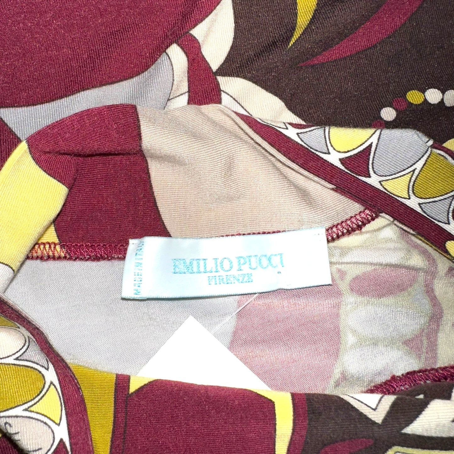 Emilio Pucci Tie Neck Burgundy & Green Printed Tank Top - Outfit Repeater