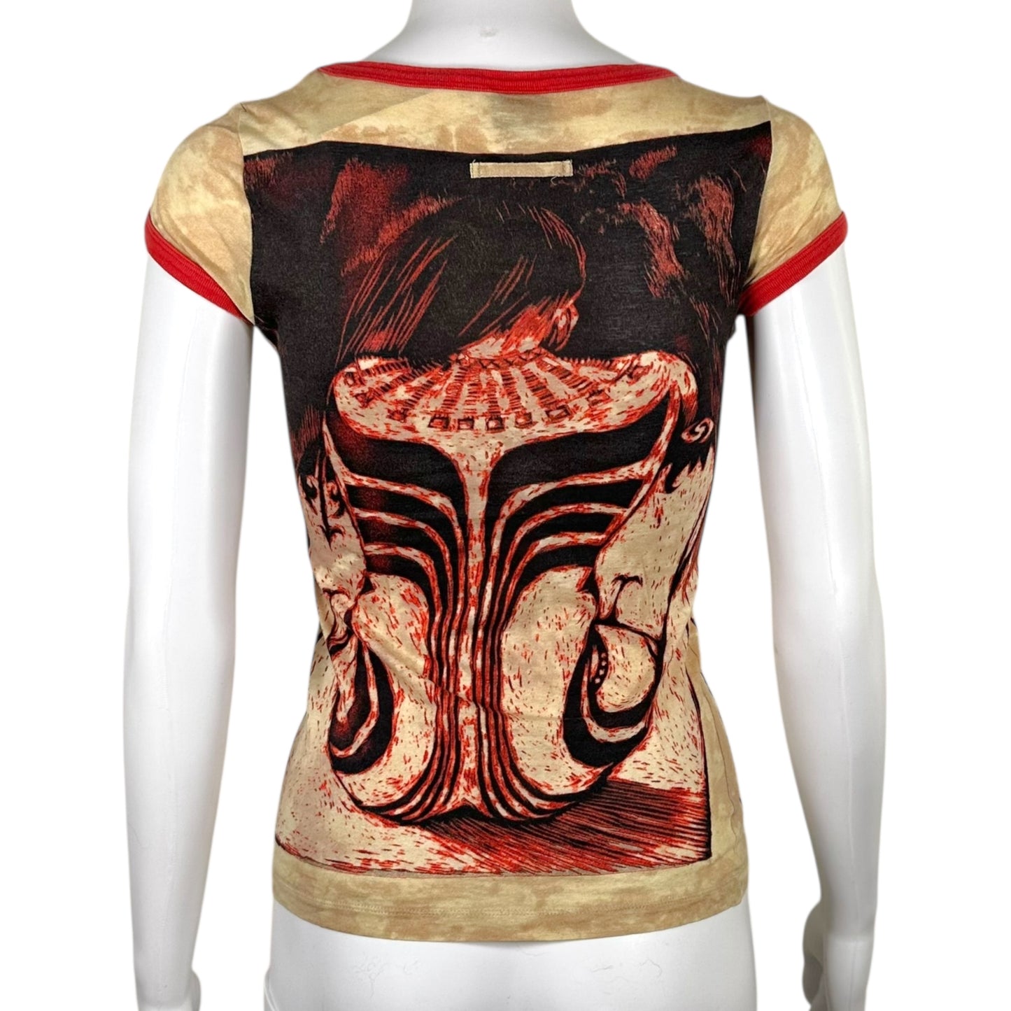 Jean Paul Gaultier Tan & Red Silhouette Printed T-Shirt