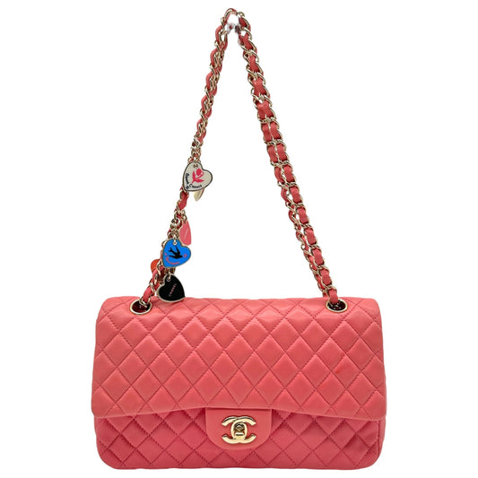 Chanel Pink Lambskin Valentines Day Heart Charm Medium Flap Bag 2008-09