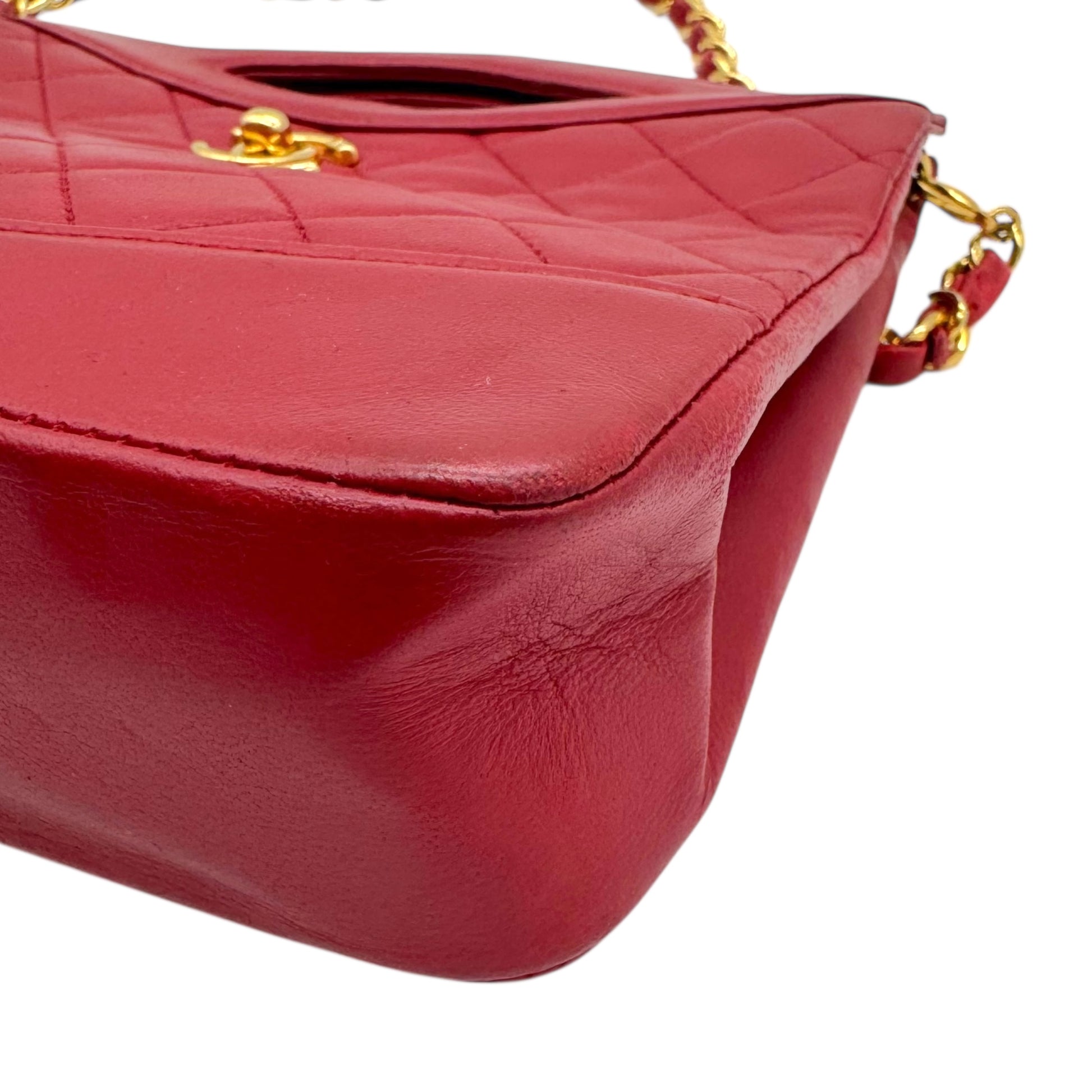 Chanel 90's Red & Gold Matelasse Leather Mini 31 2-Way Tote - Outfit Repeater