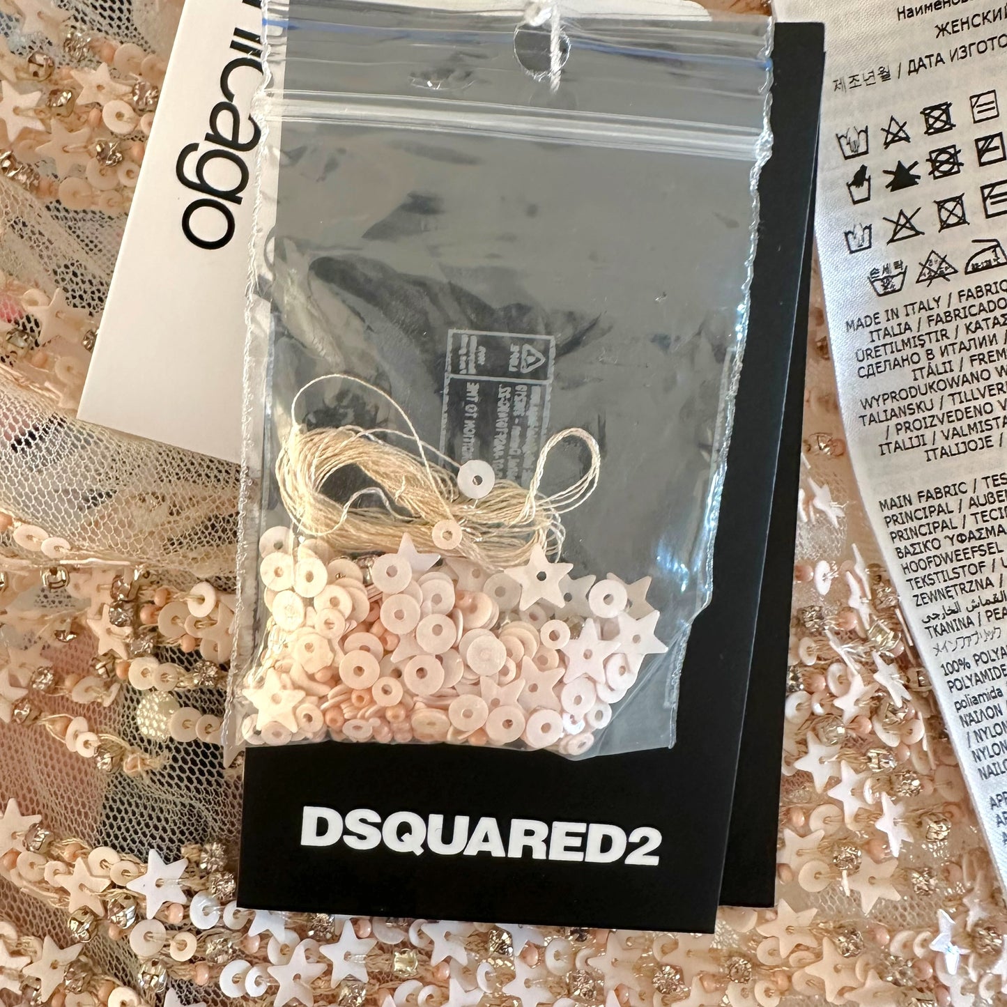 Dsquared2 F/W 2023 Runway Sample Semi-Sheer Sequin & Leather One Shoulder Crop Top