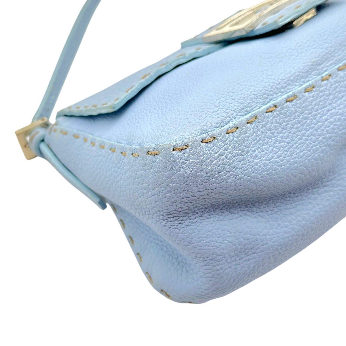 Fendi Mini Mama Baguette Bag Light Blue Leather