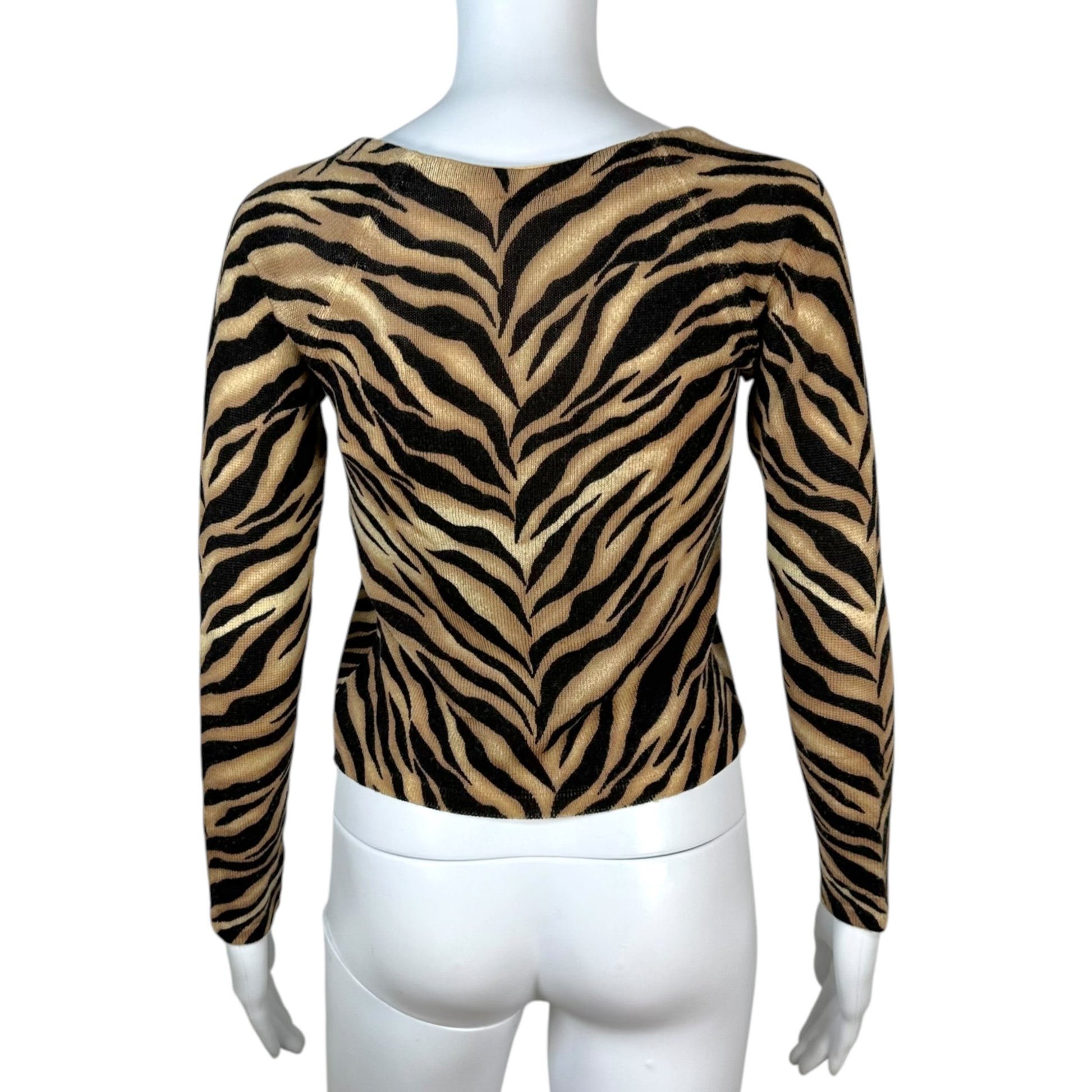 Anna Molinari Zebra Print Cardigan with Sequin Trim