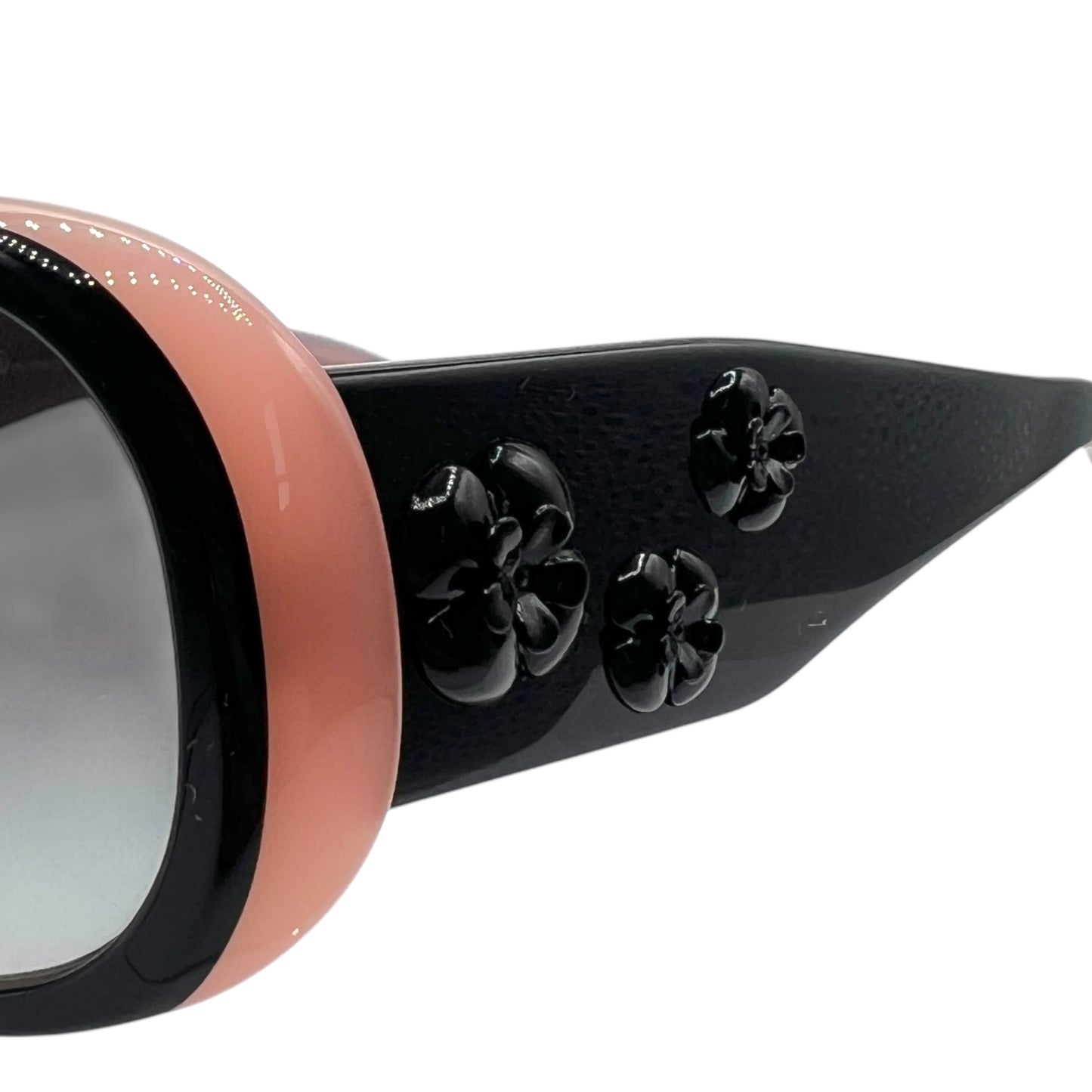 Chanel 5113-A Pink & Black Camellia Flower Oversized Sunglasses