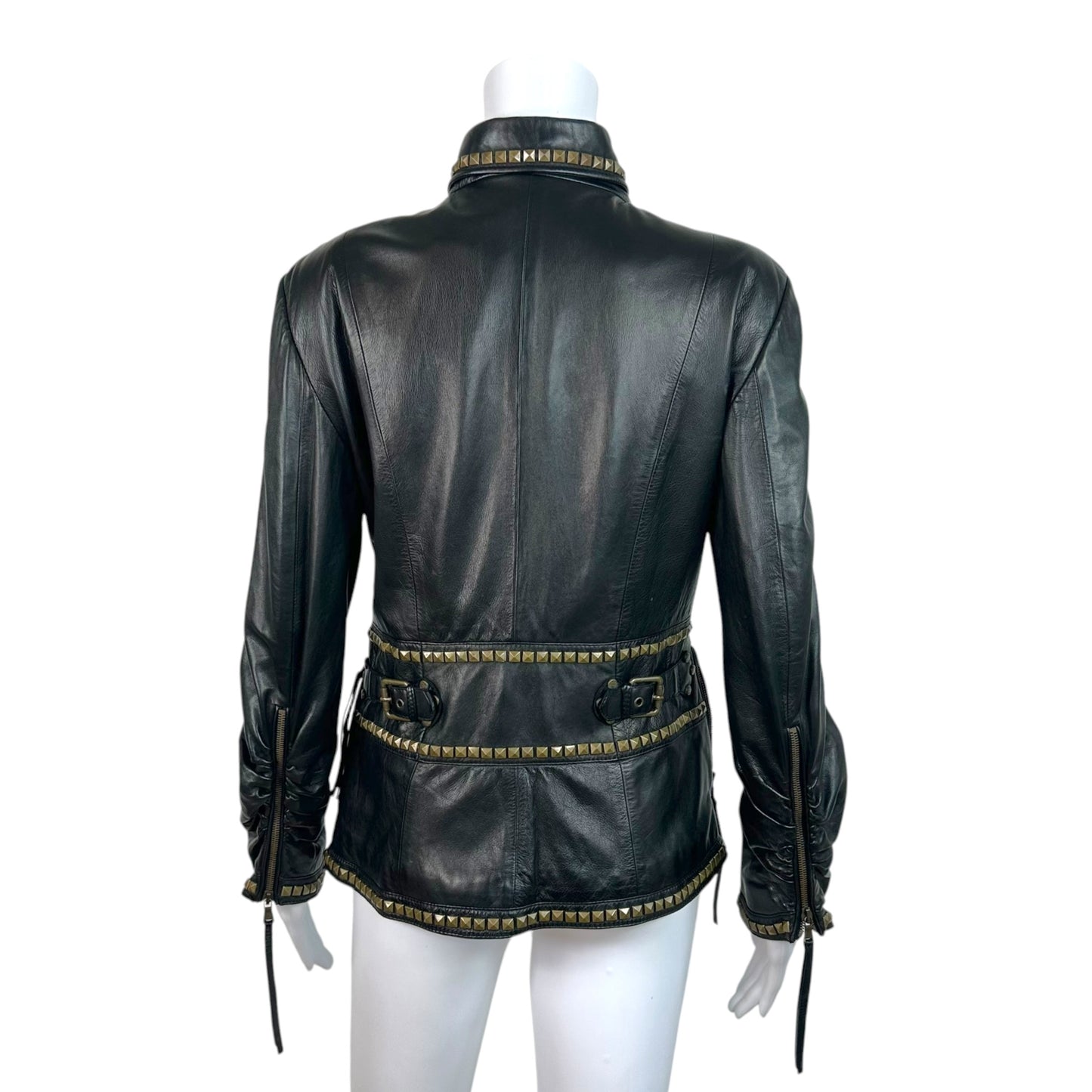 Roberto Cavalli Black Leather Studded Jacket