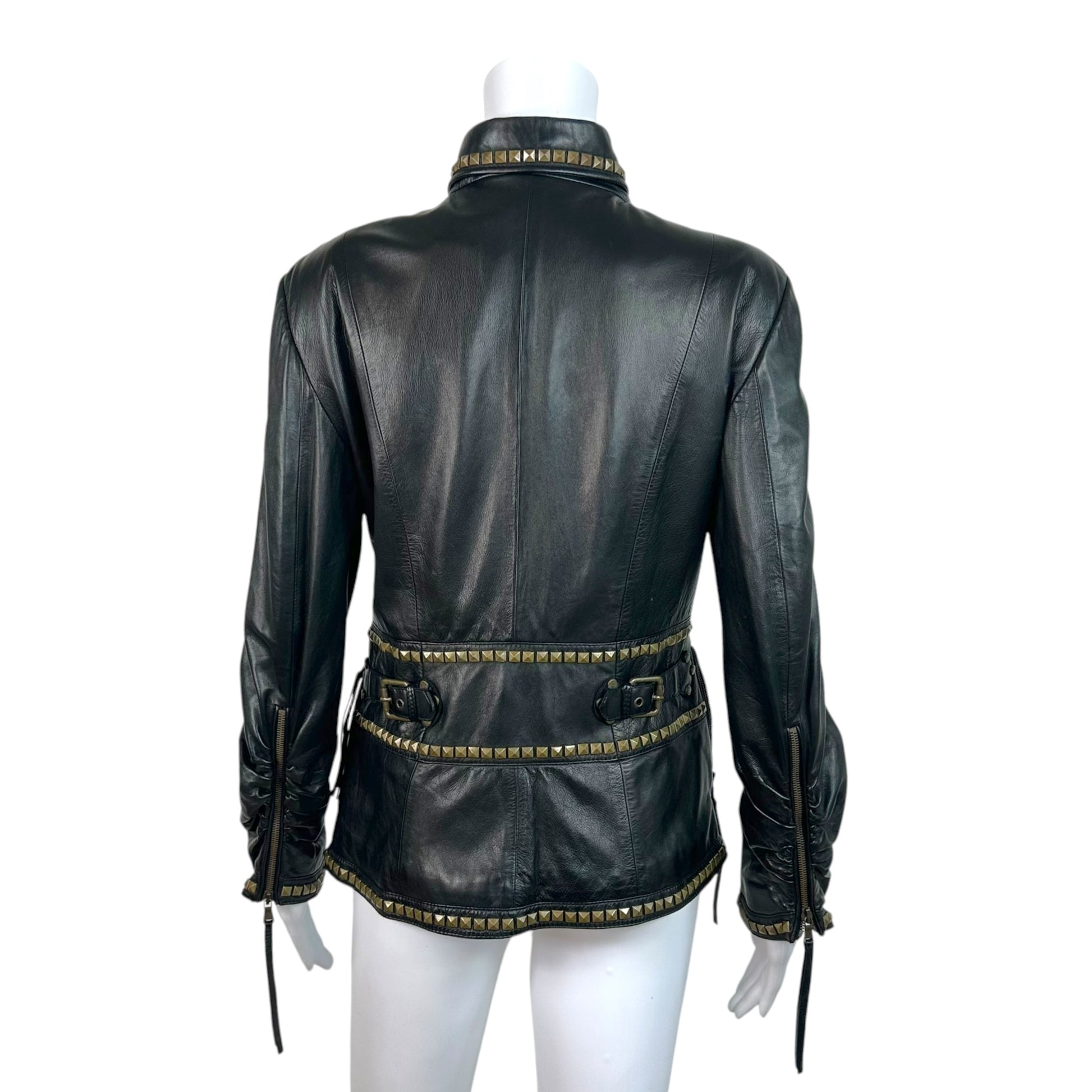 Roberto Cavalli Black Leather Studded Jacket
