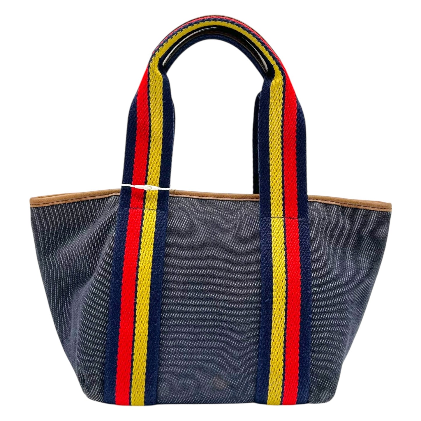Fendi Denim Striped Mini Tote Bag with Embroidered Logo