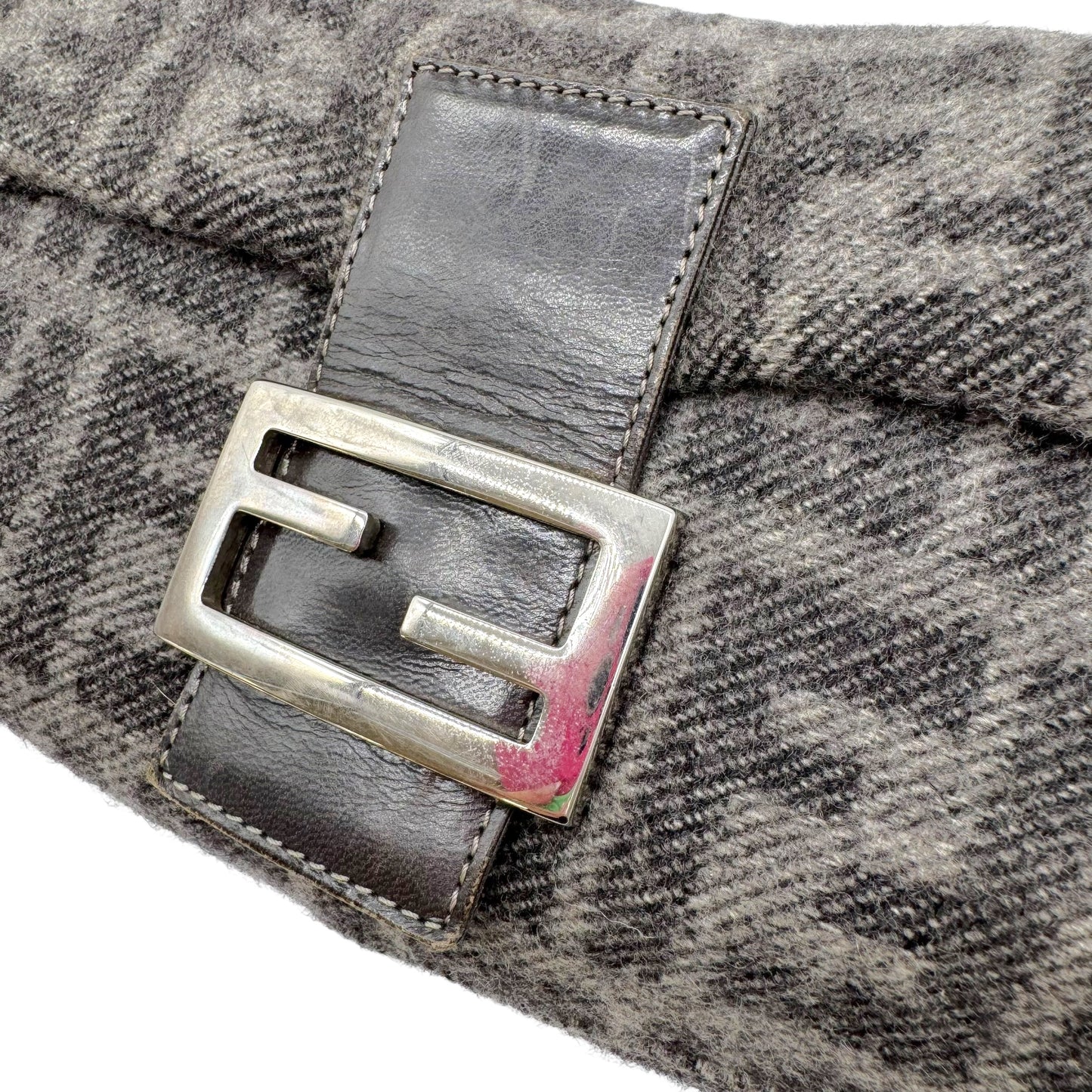 Fendi Gray Zucca Monogram Wool & Cashmere Knit Baguette Bag - Outfit Repeater
