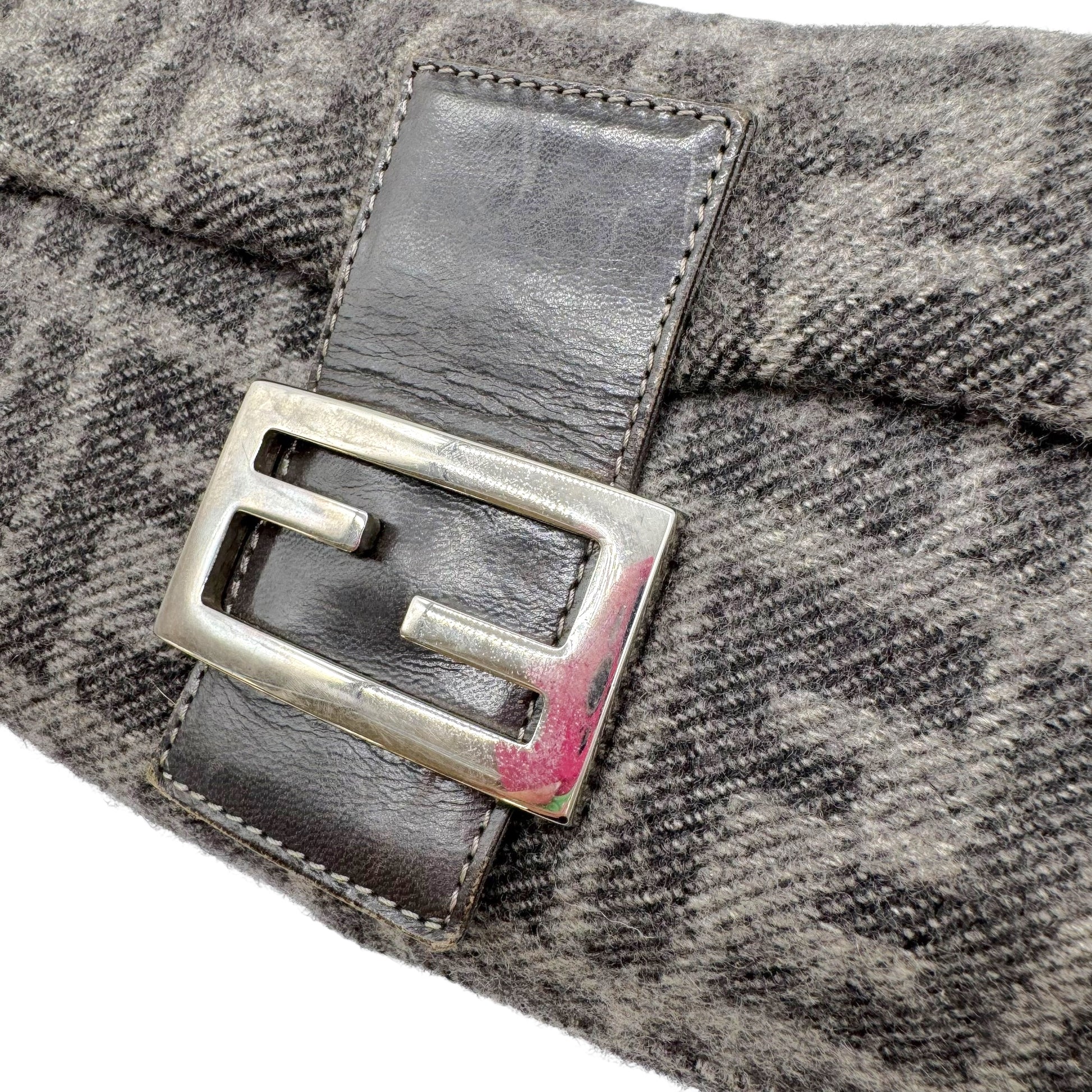 Fendi Gray Zucca Monogram Wool & Cashmere Knit Baguette Bag - Outfit Repeater