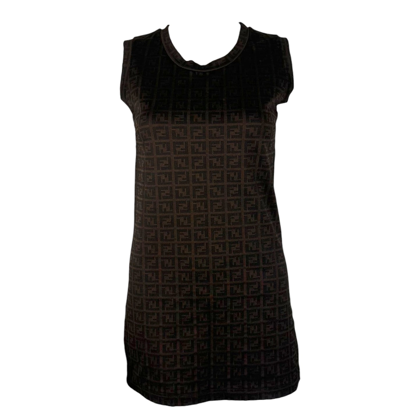 Fendi Mini Dress Brown Zucca Monogram Sleeveless
