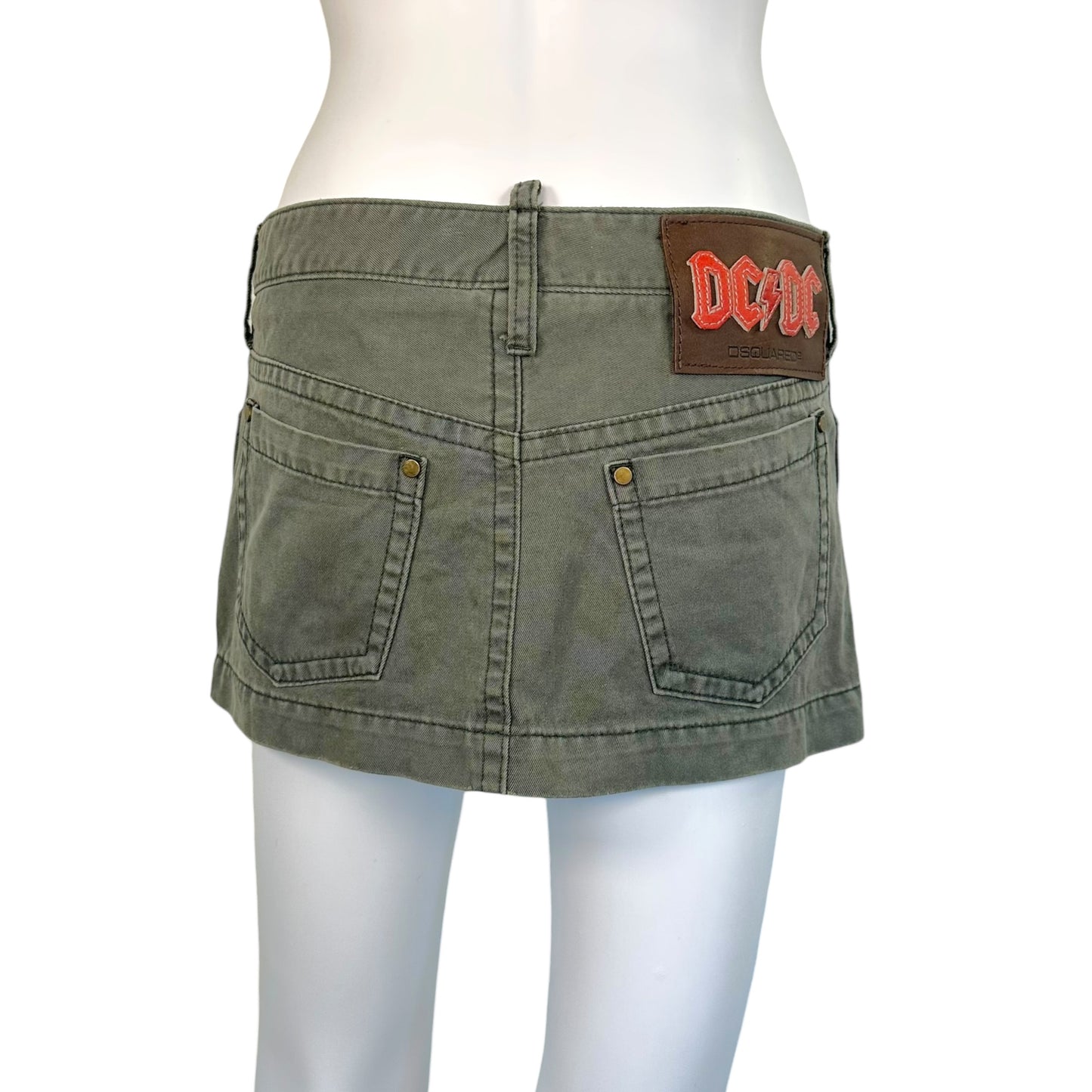 Dsquared2 Khaki Green Wrap Micro Mini Skirt