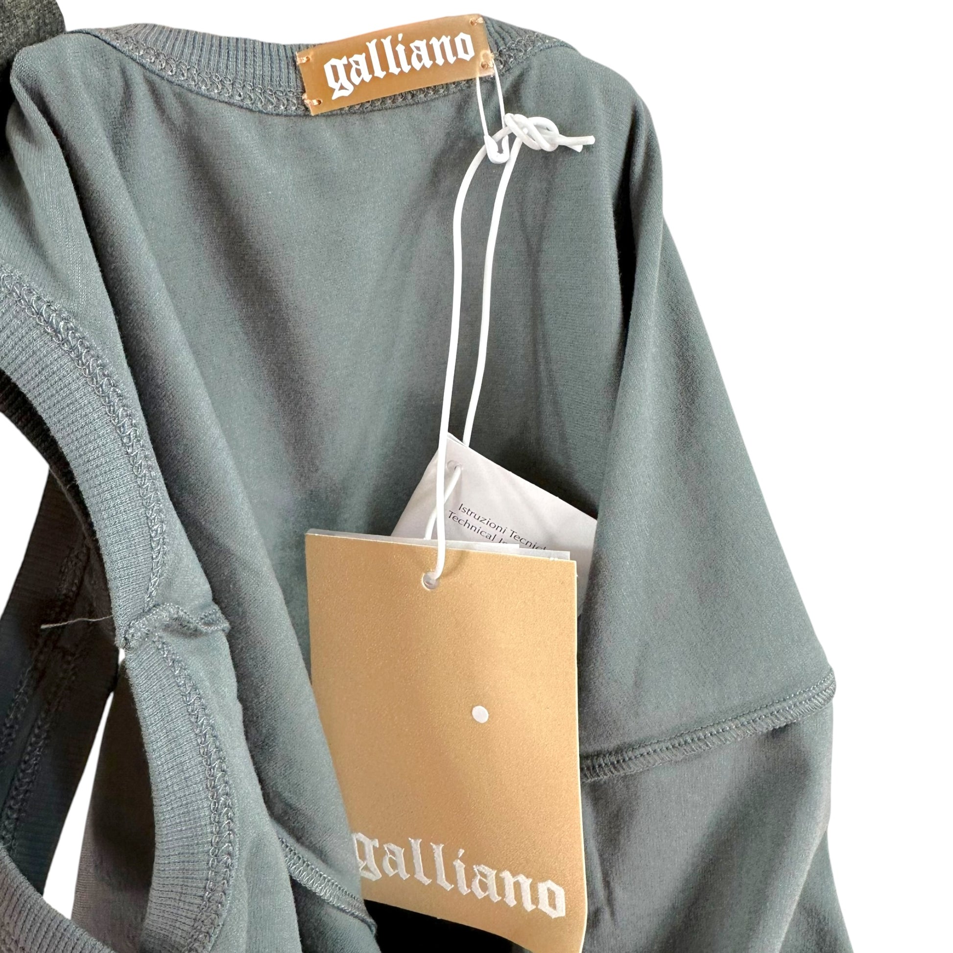 Galliano Gray Gold Glitter Logo Tank Top