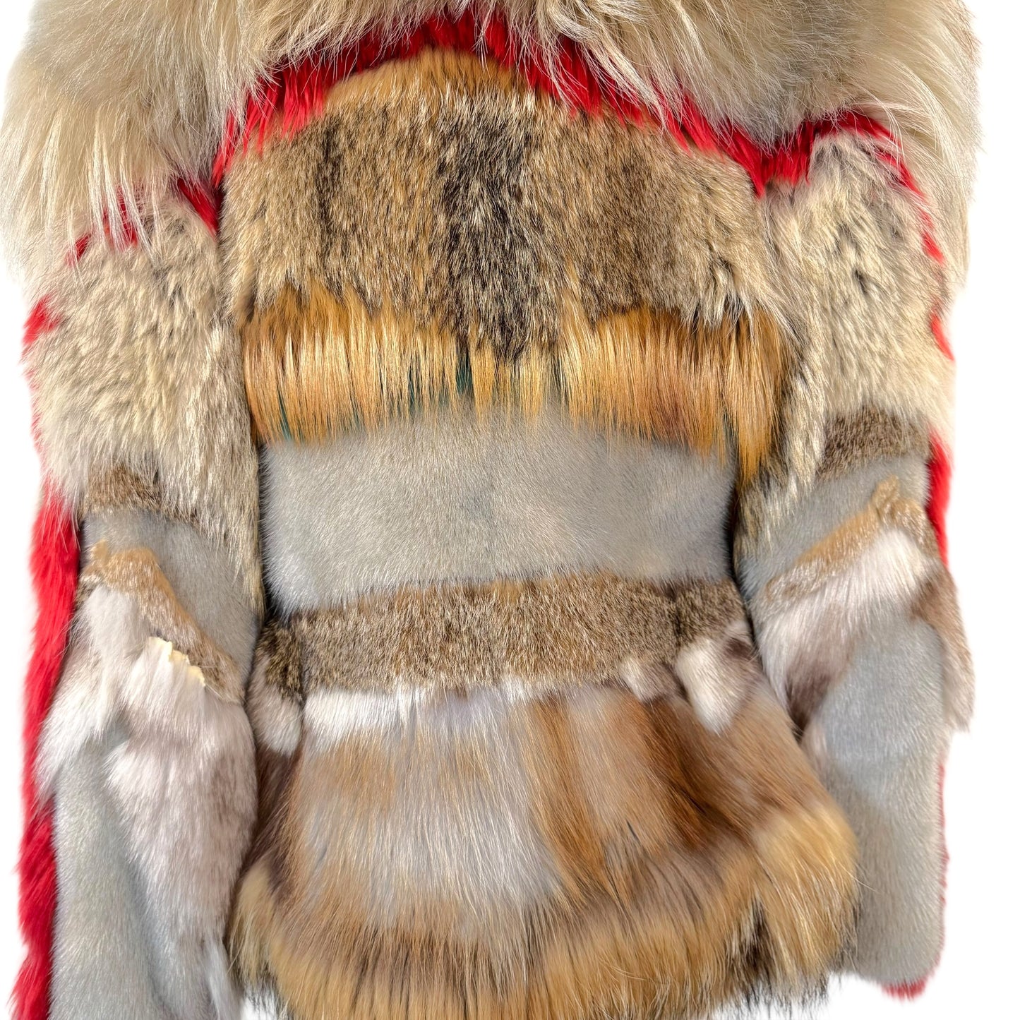 Roberto Cavalli Fur Coat Multicolor Patchwork Lynx Mink