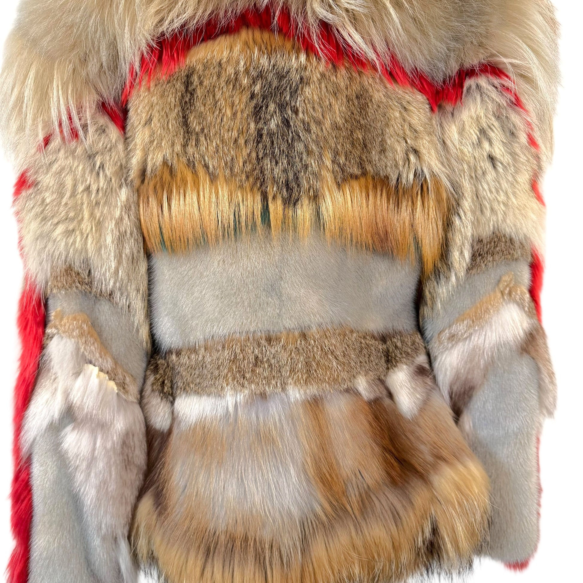 Roberto Cavalli Fur Coat Multicolor Patchwork Lynx Mink