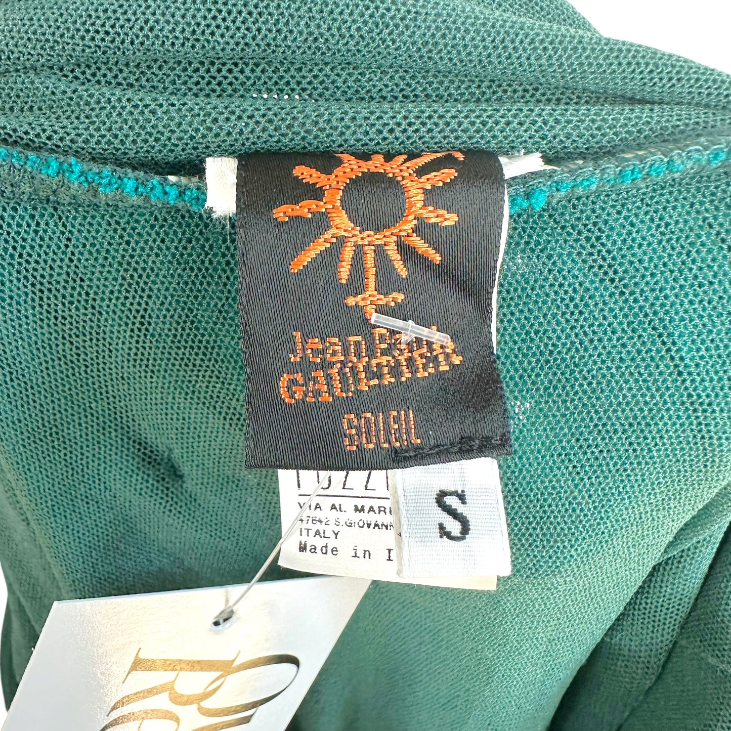 Jean Paul Gaultier Soleil Turquoise Patchwork Tiered Mesh Midi Skirt