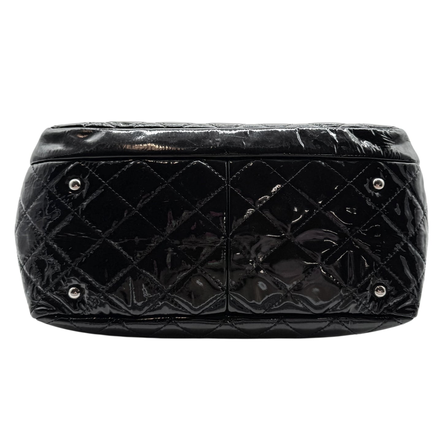 Chanel Black Patent Matelasse Quilted Leather Chain Strap Tote Bag 2009-10 - Outfit Repeater