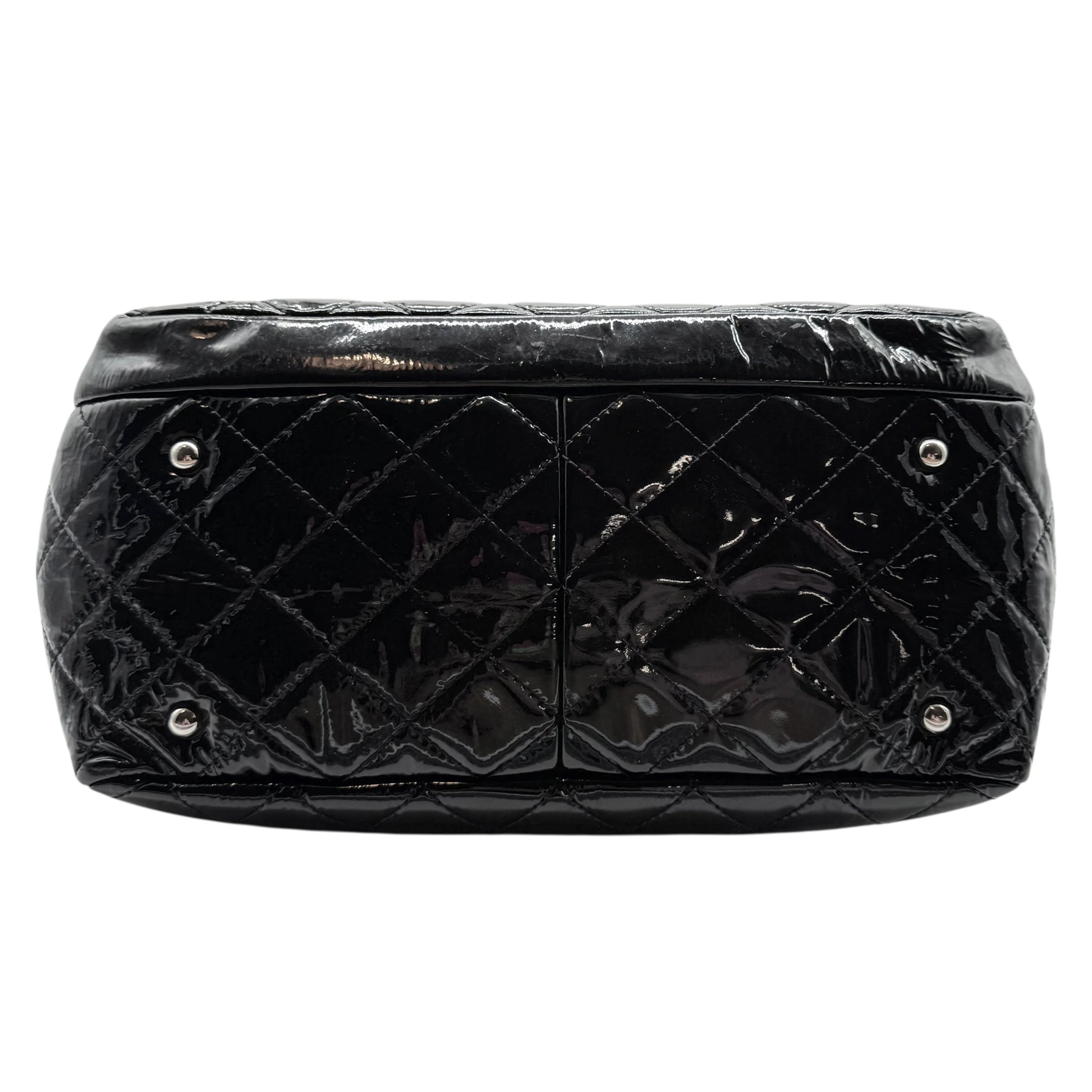 Chanel Black Patent Matelasse Quilted Leather Chain Strap Tote Bag 2009-10 - Outfit Repeater