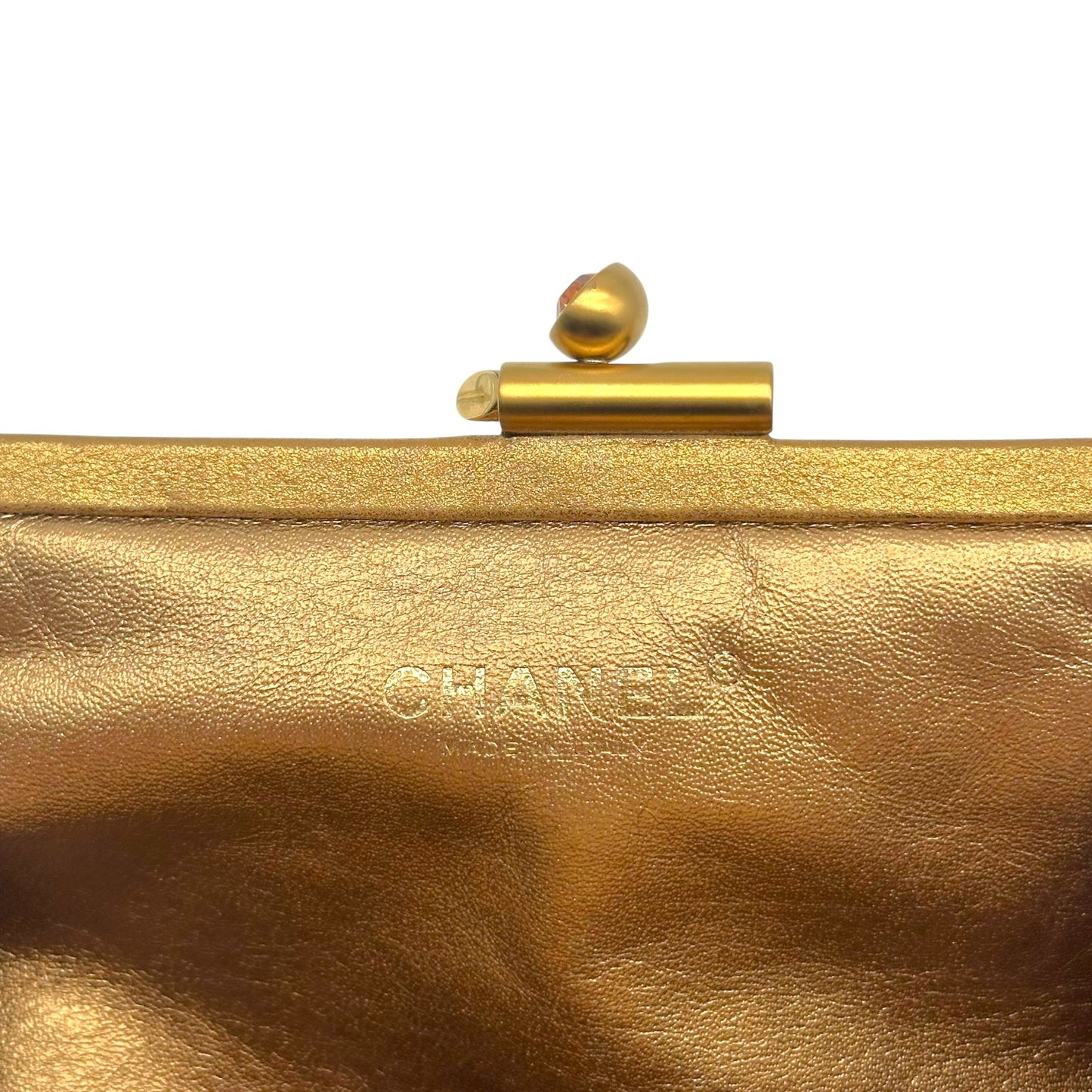 Chanel Gold Crinkled Leather Clutch Bag 2006-08